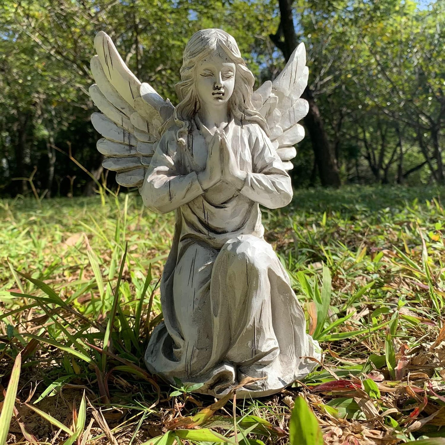 Praying Angel Garden Statue, Religious Fairy Sculpture Waterproof Decorative Figurine Art Decor for Patio, Lawn, Yard, Housewarming Ornament Present Angels HSa-1