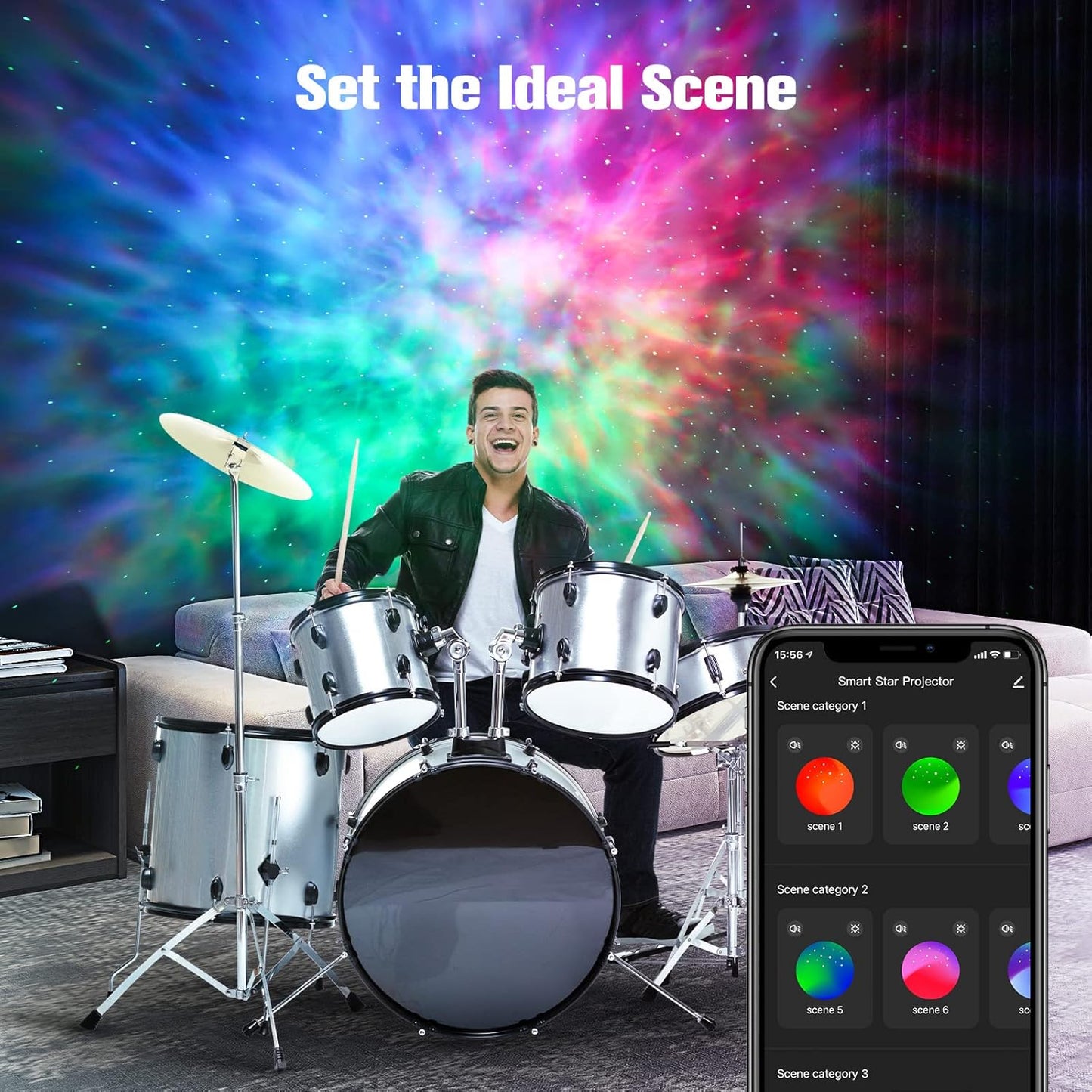 Smart Star Light Galaxy Projector, Home Planetarium Projector, Rotatable Nebula Cloud Stars, DIY Scenes, 24H Timer Modes Starry Projector for Bedroom (Music Control)