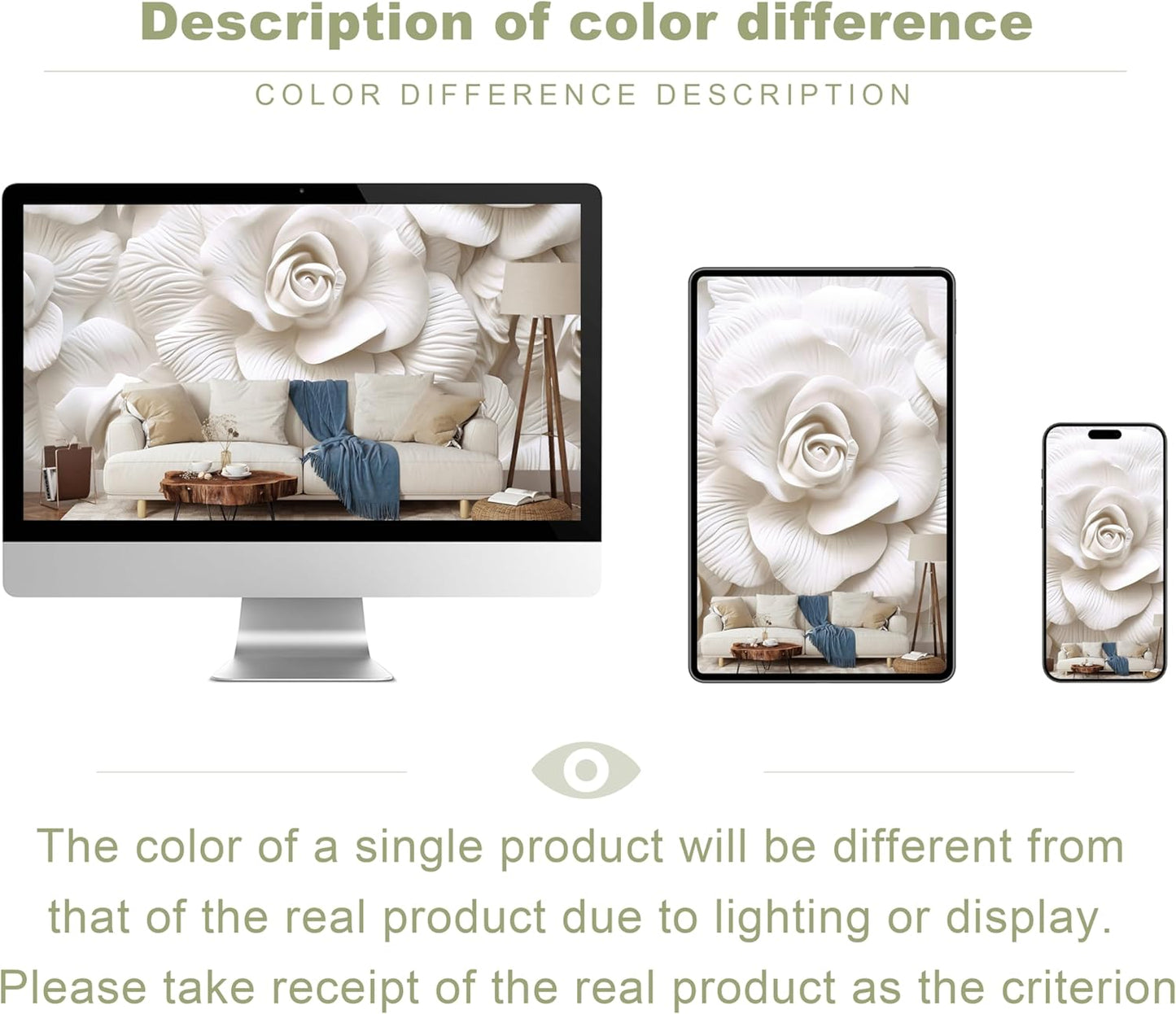 3D Relief Flower Wallpaper Mural for Living Room Bedroom (Not Peel n' Stick)