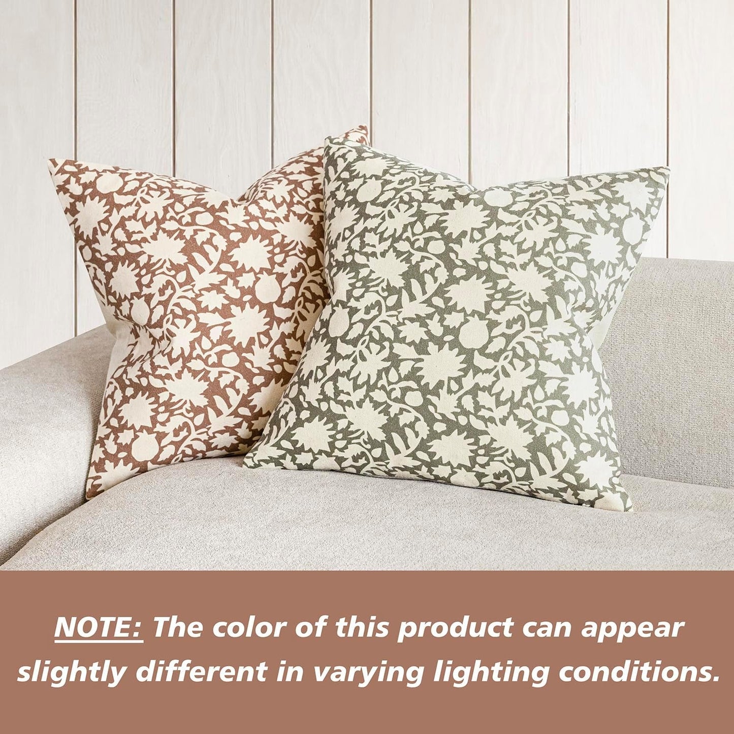 Foindtower Set of 2 Decorative Neutral Floral Throw Pillow Covers Accent Farmhouse Cushion Covers Boho Pillowcase for Couch Sofa Bedroom Living Room Home Decor Outdoor,24×24 Inch,Light Orange Brown