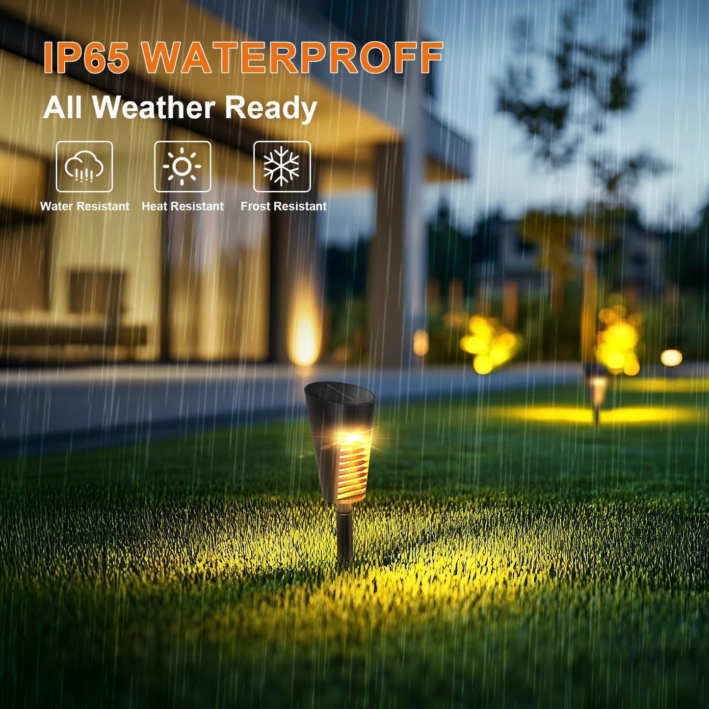 Solar Lights Outdoor Pathway 8 Pack, Solar Pathway Lights Outdoor Auto On/Off Waterproof Garden Landscape Lighting for Path, Yard, Walkway, Driveway, Lawn, Patio, Outside Decor, Warm White