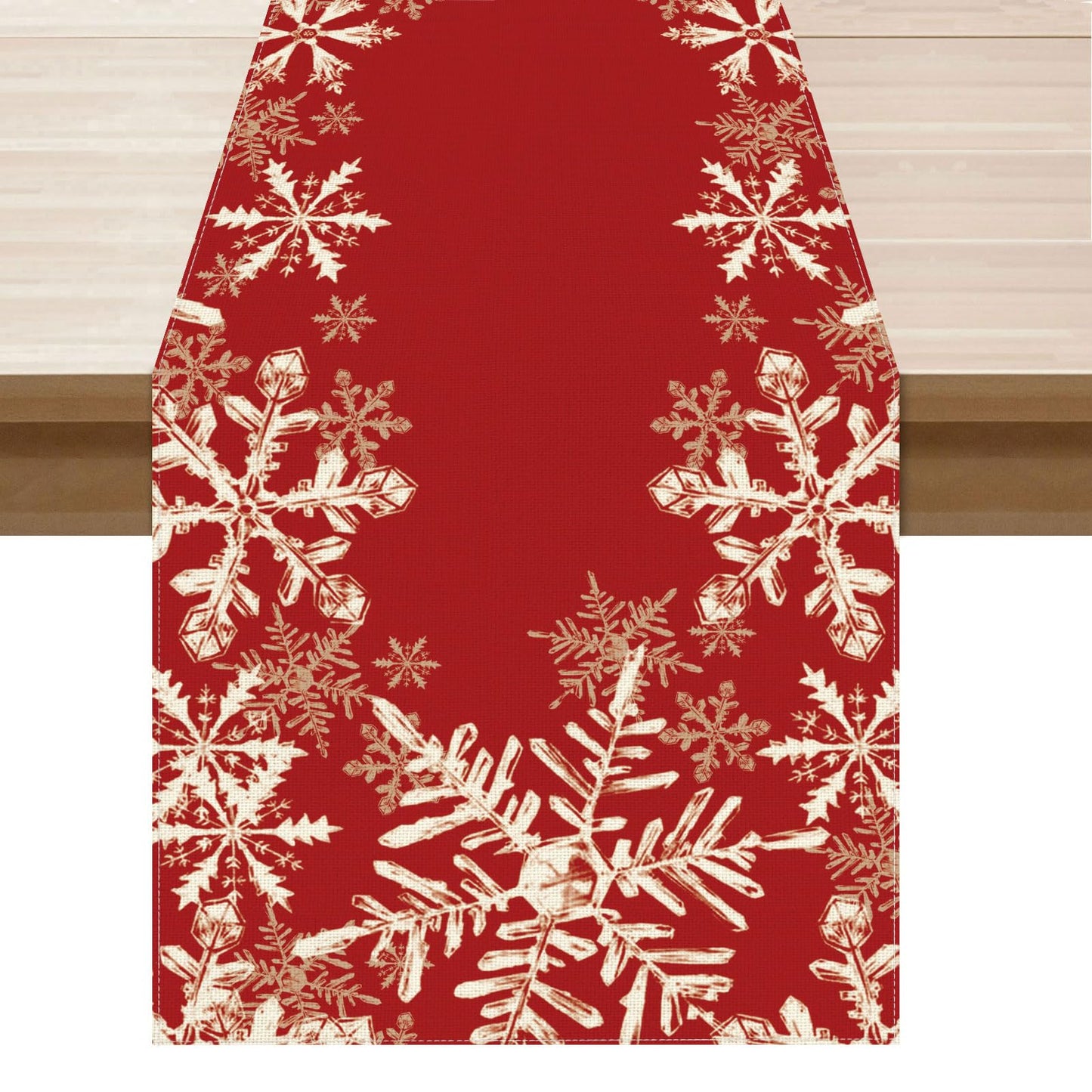 Red Snowflakes Winter Christmas Table Runner - Festive Holiday Dining Decor (Available in 4 Sizes)