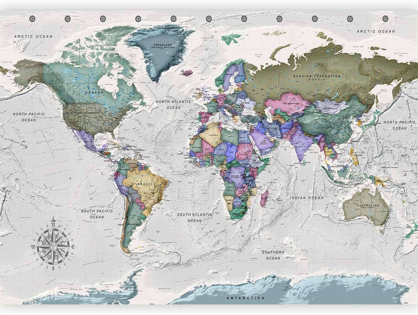 artgeist Wall Mural World Map 96x69 in - XXL Peel and Stick Self-Adhesive Wallpaper Removable Large Sticker Foil Wall Decor Print Picture Image Design Map of The World k-A-0380-a-a