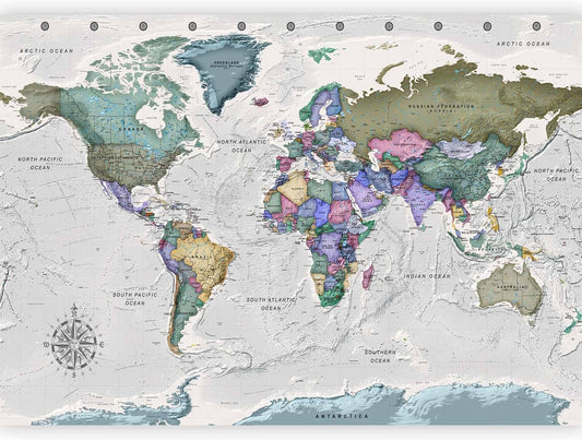 artgeist Wall Mural World Map 118x83 in - XXL Non-Woven Wallpaper Fleece Wall Decor Photo Print Picture Image Design Home Map of The World k-A-0380-a-a