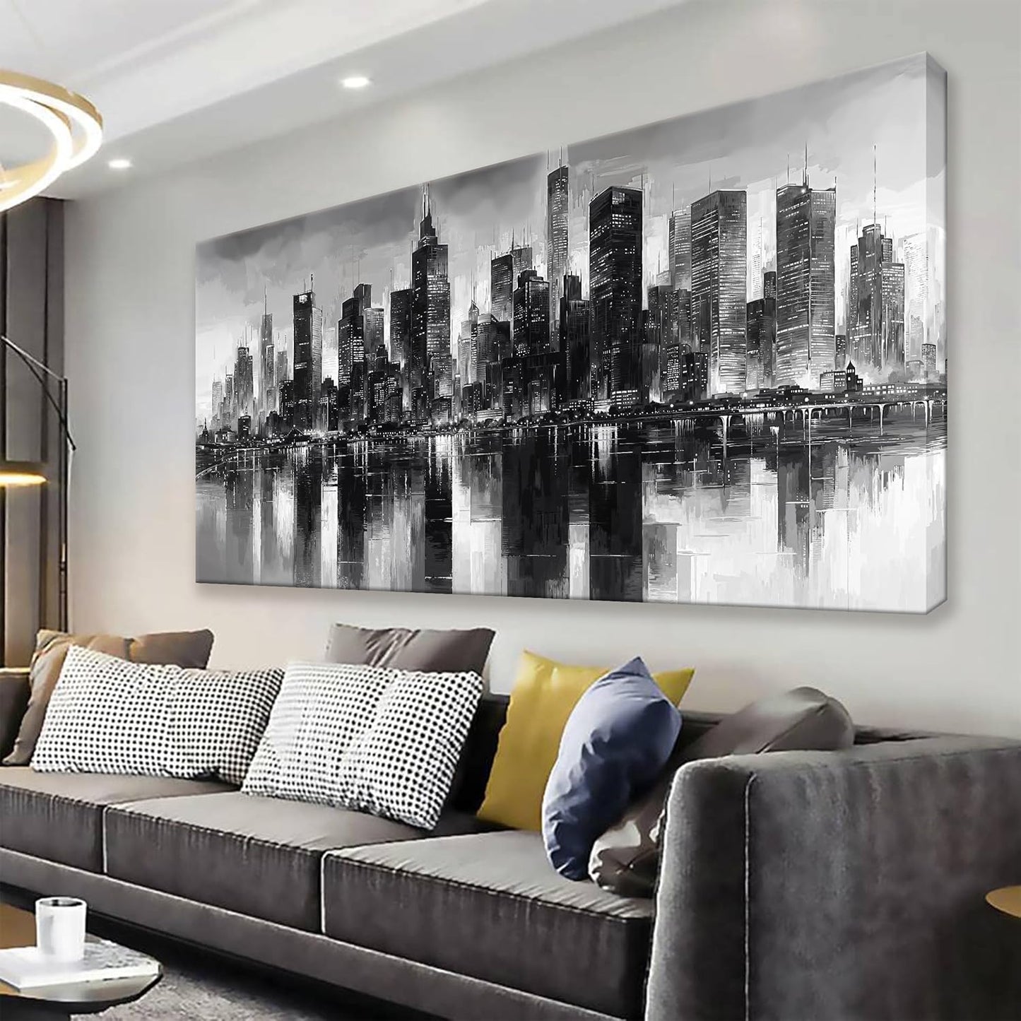 New York City Wall Art Brooklyn Bridge Wall Art For Living Room Print Modern Cityscape Canvas Art Wall Decor Paintings Picture For Bedroom Office Home Wall Decor Chicago Artwork For Walls 24 × 48 In