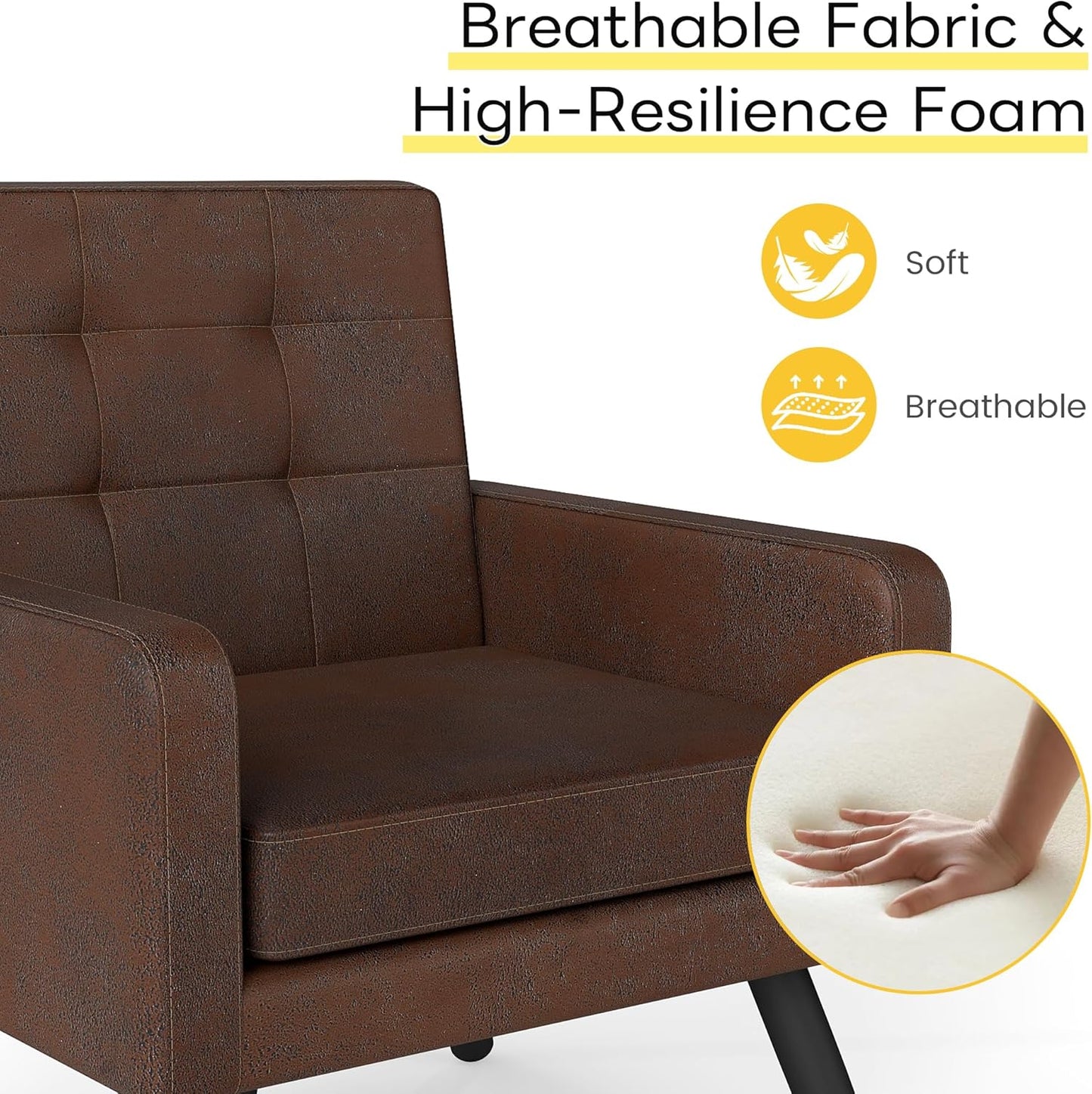 Kromax Mid-Century Modern Accent Chair Set of 2 for Living Room, 496 Lb. Weight Capacity, Dual Armrests, Comfy Extra Large Seat, Timeless Style Perfect for Reading & Relaxing, Bronze