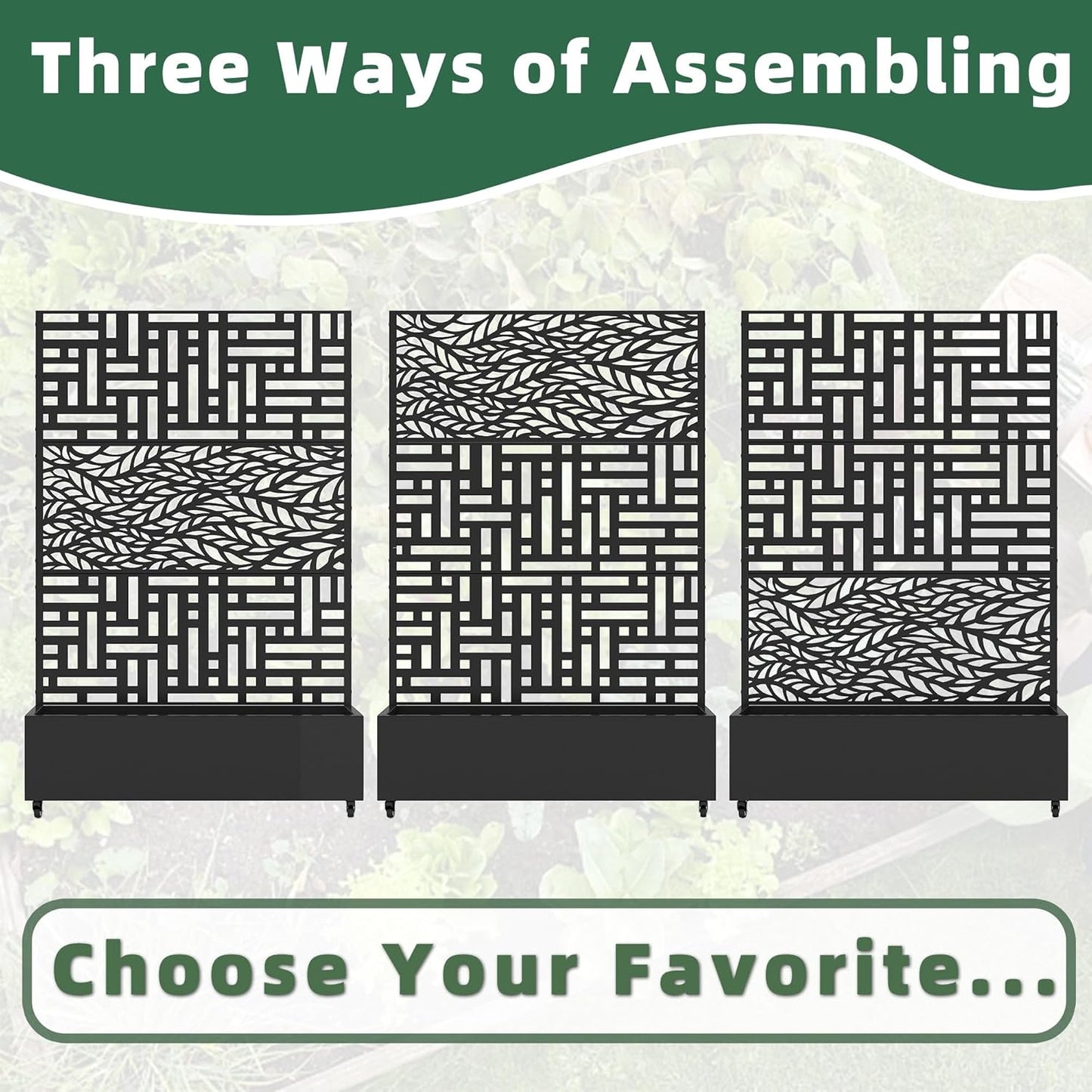 Casaphoria Metal Raised Garden Bed with Trellis and Wheels, 72"x47" Planter Box for Climbing Plants, Vines & Vegetables, Features Drainage Holes, Helen &Spring