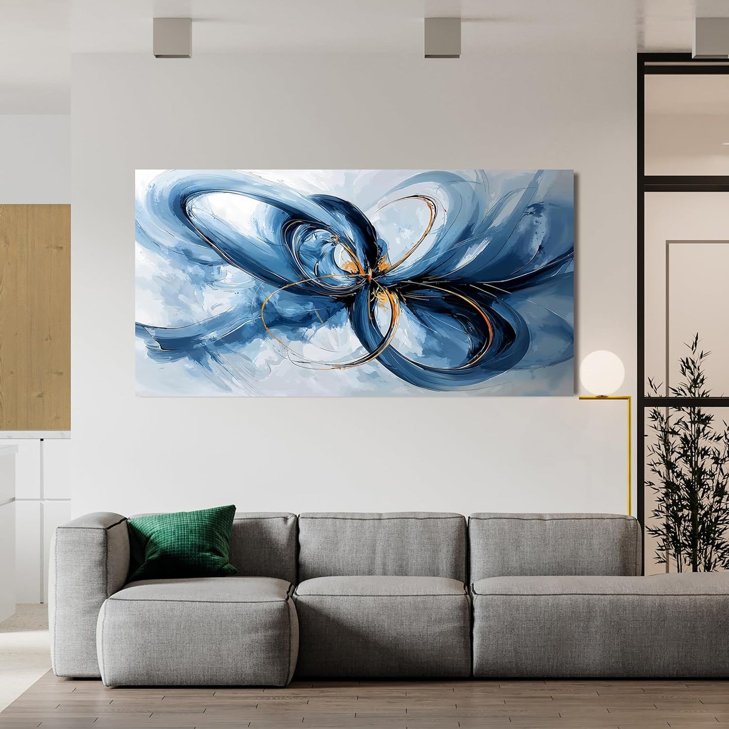Canvas Wall Art Decor Modern Wall Art For Living Room Blue Abstract Wall Art Abstract Art Wall Decor Modern Artwork for Walls Canvas Prints Art Work For Home Kitchen Office Wall Decor 20" X 40"