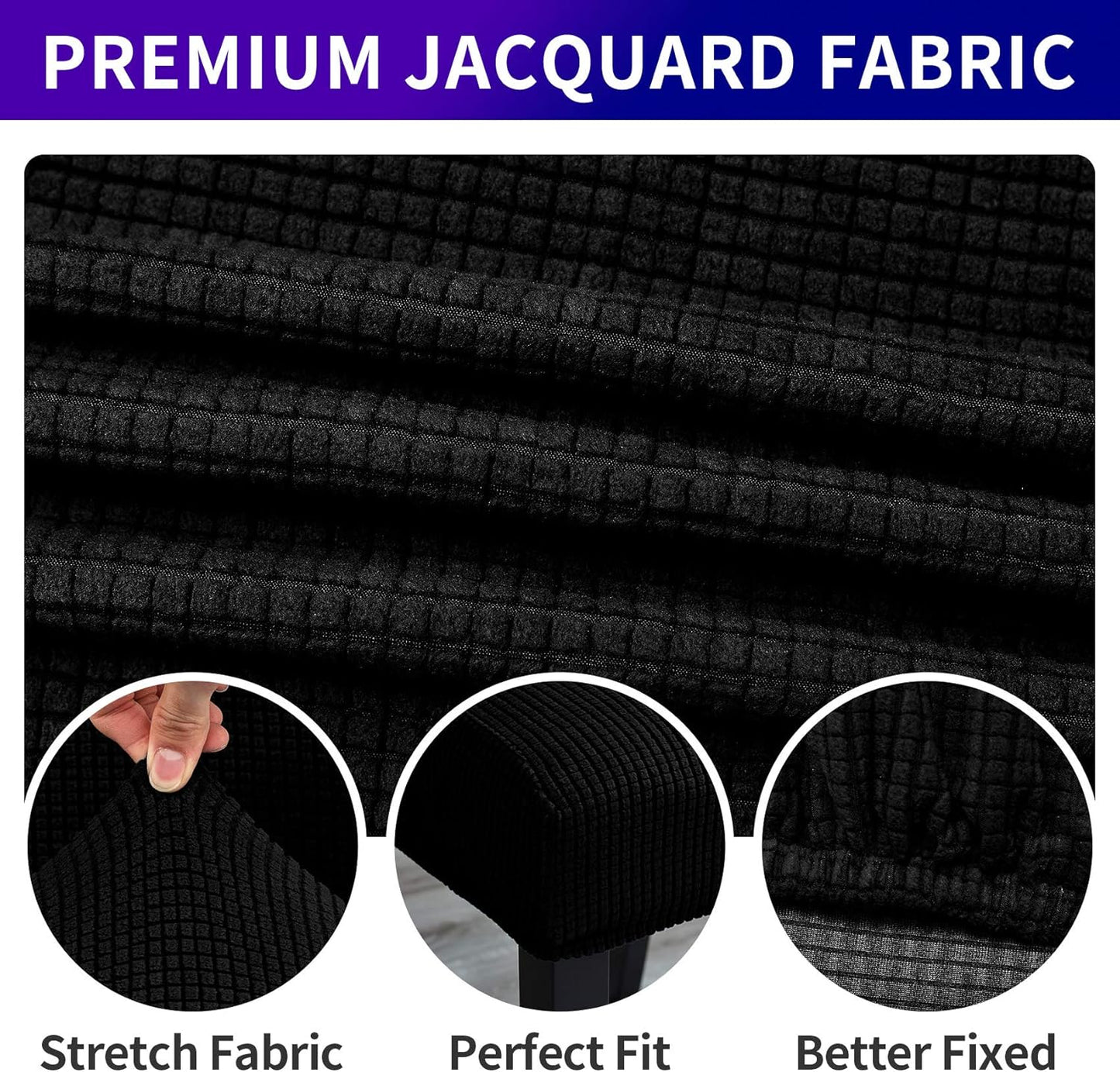 Howhic Stretch Chair Covers for Dining Room Set of 4, Removable Washable Dining Room Chair Covers, Dining Chair Slipcovers Seat Protector, Great for Home Upholstery and Banquet (Black, 4 Pack)