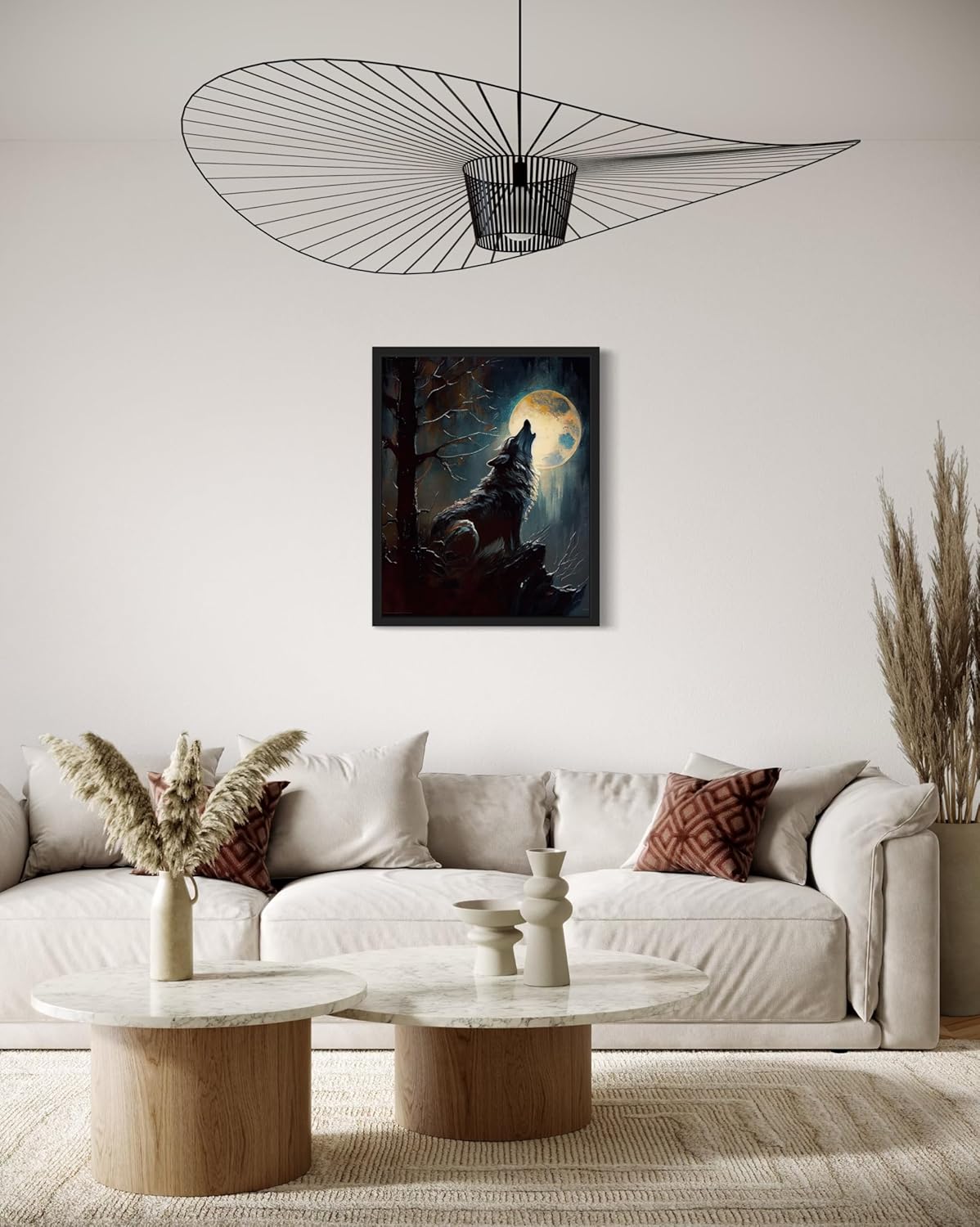 Wolf howling Poster Art Print, Halloween Scary Vintage Wall Art Academia Spooky Painting Decoration for Horror Prints, Gothic Posters Bedroom Decor 89 (Wolf howling, 8 x 10 inches, Black Frame)