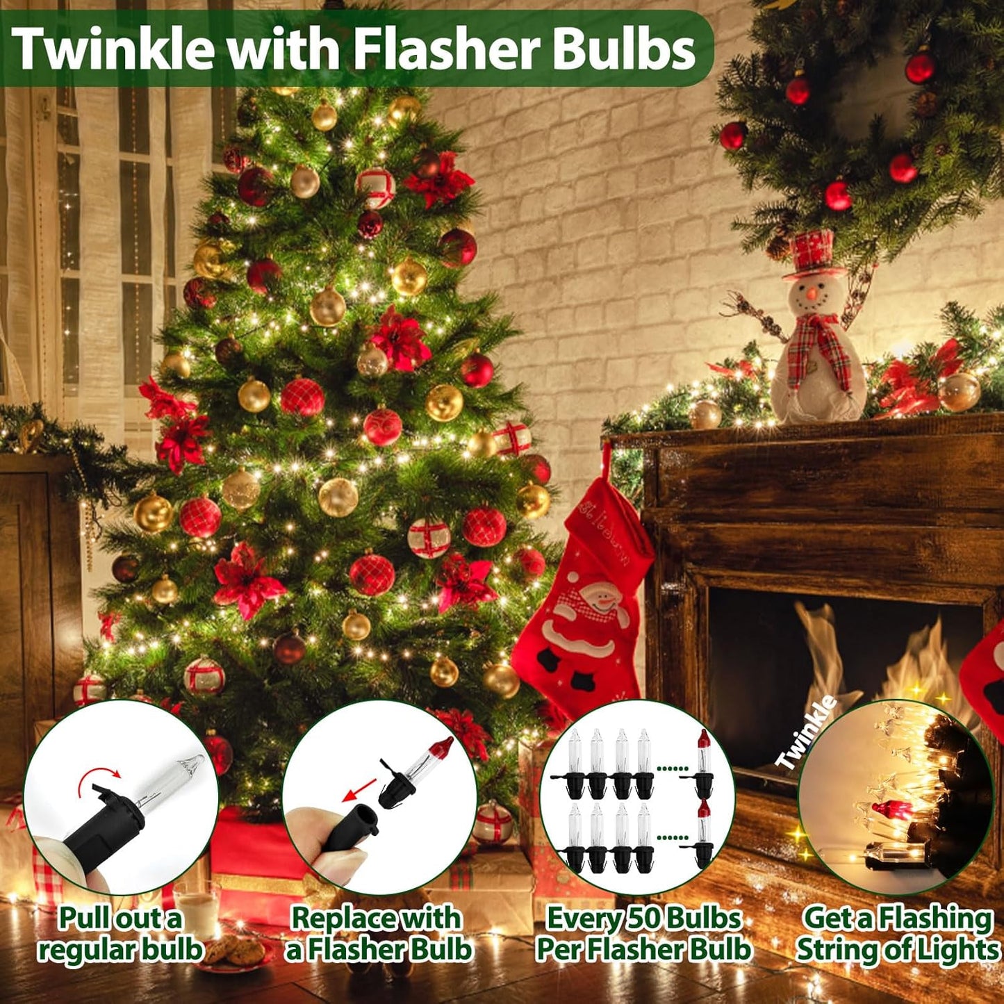 Clear Christmas Lights 25FT 100 Incandescent Bulbs Warm White Mini Lights with Black Wire for Christmas Tree, Garland, Thanksgiving, Wedding, Party, Home, Indoor & Outdoor Festival Decoration