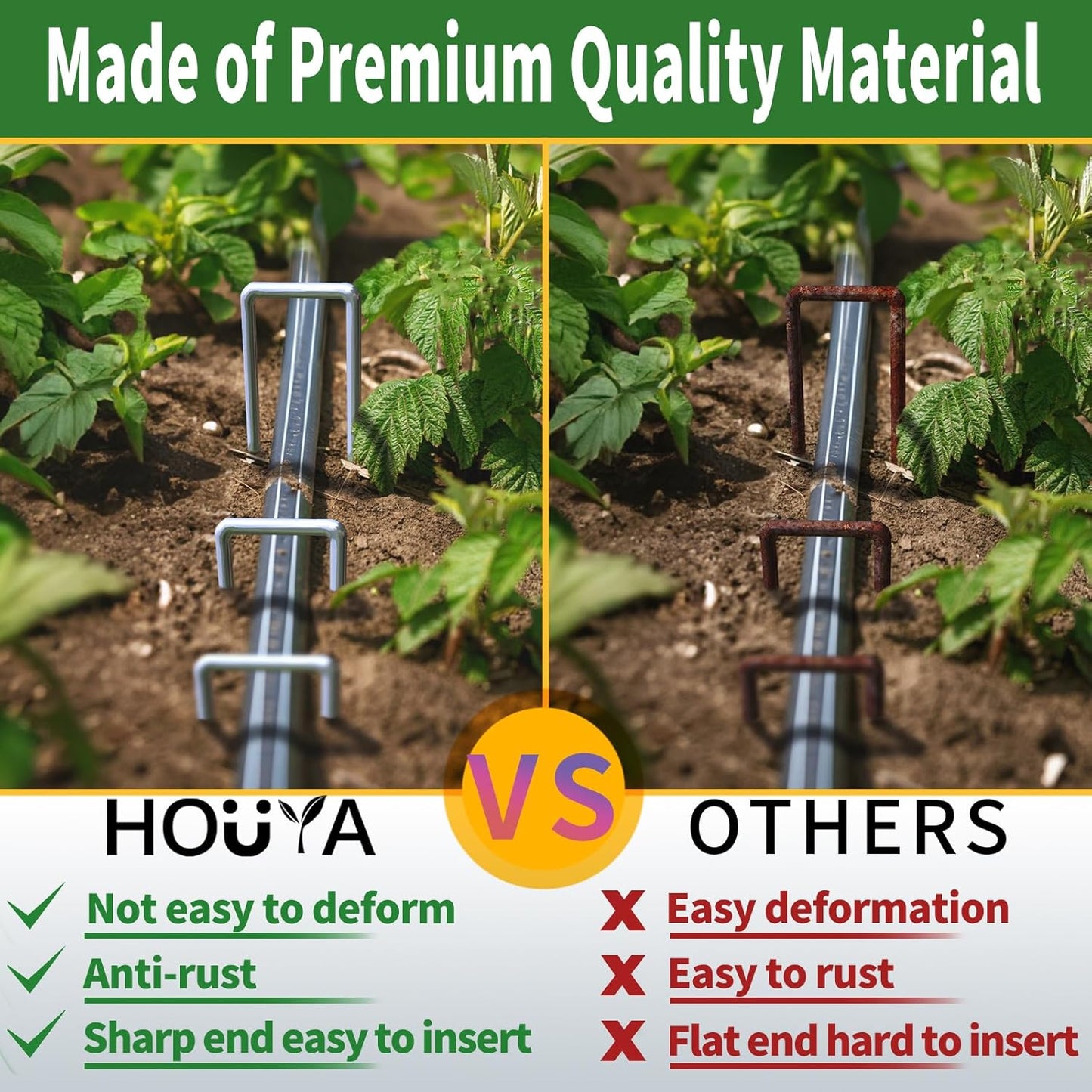 500 Pack Landscape Staples 6 Inch 11 Gauge Garden Stakes Galvanized Garden Staples Pins Anti-Rust Ground Stakes for Weed Barrier, Irrigation Tubing, Yard Lawn and Landscape Fabric