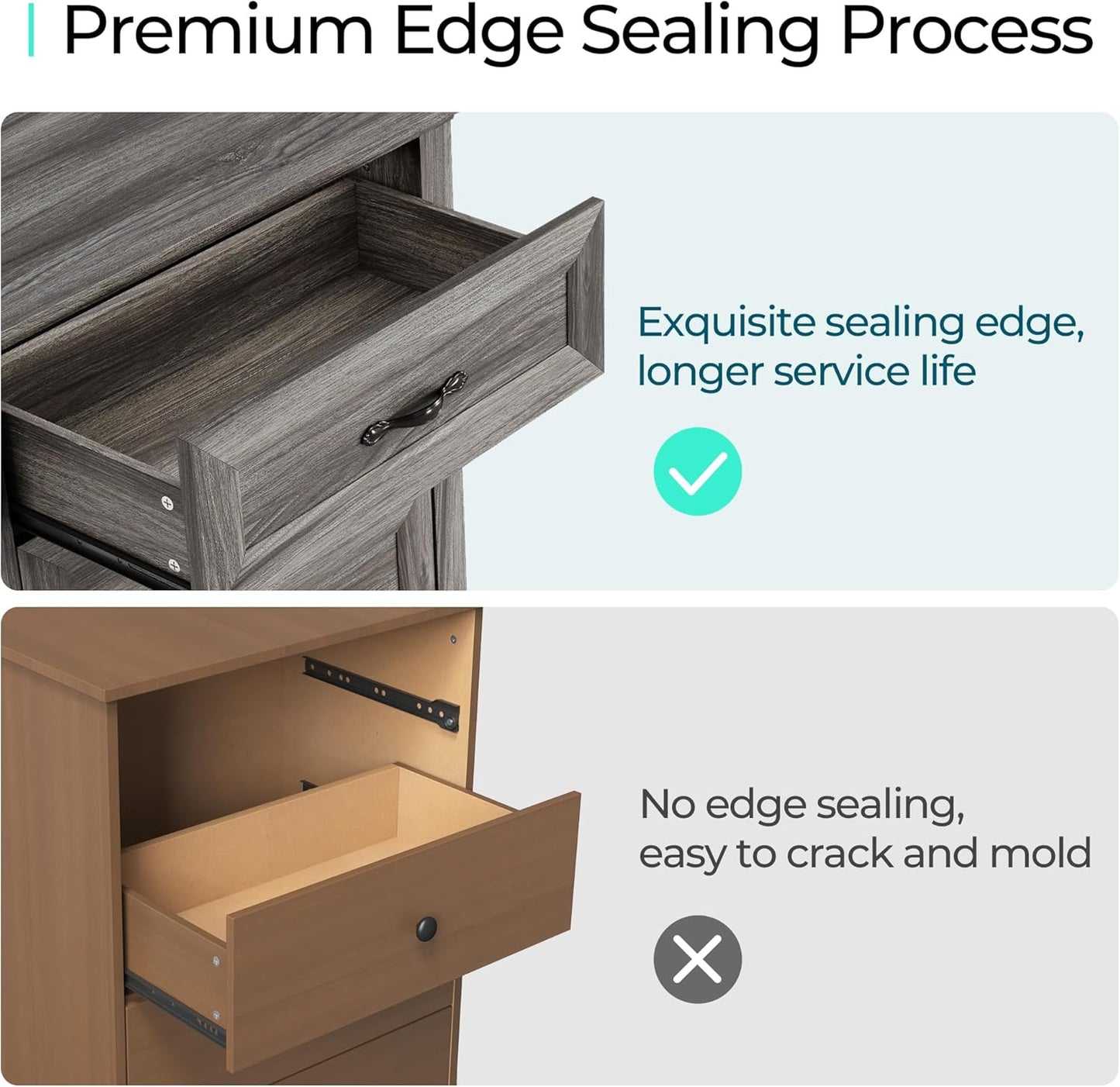 LINSY HOME Farmhouse 9-Drawer Dresser - Grey Chest of Drawers for Bedroom and Living Room Organization, Wood Dresser with Ample Storage Space and Rustic Charm, Grey