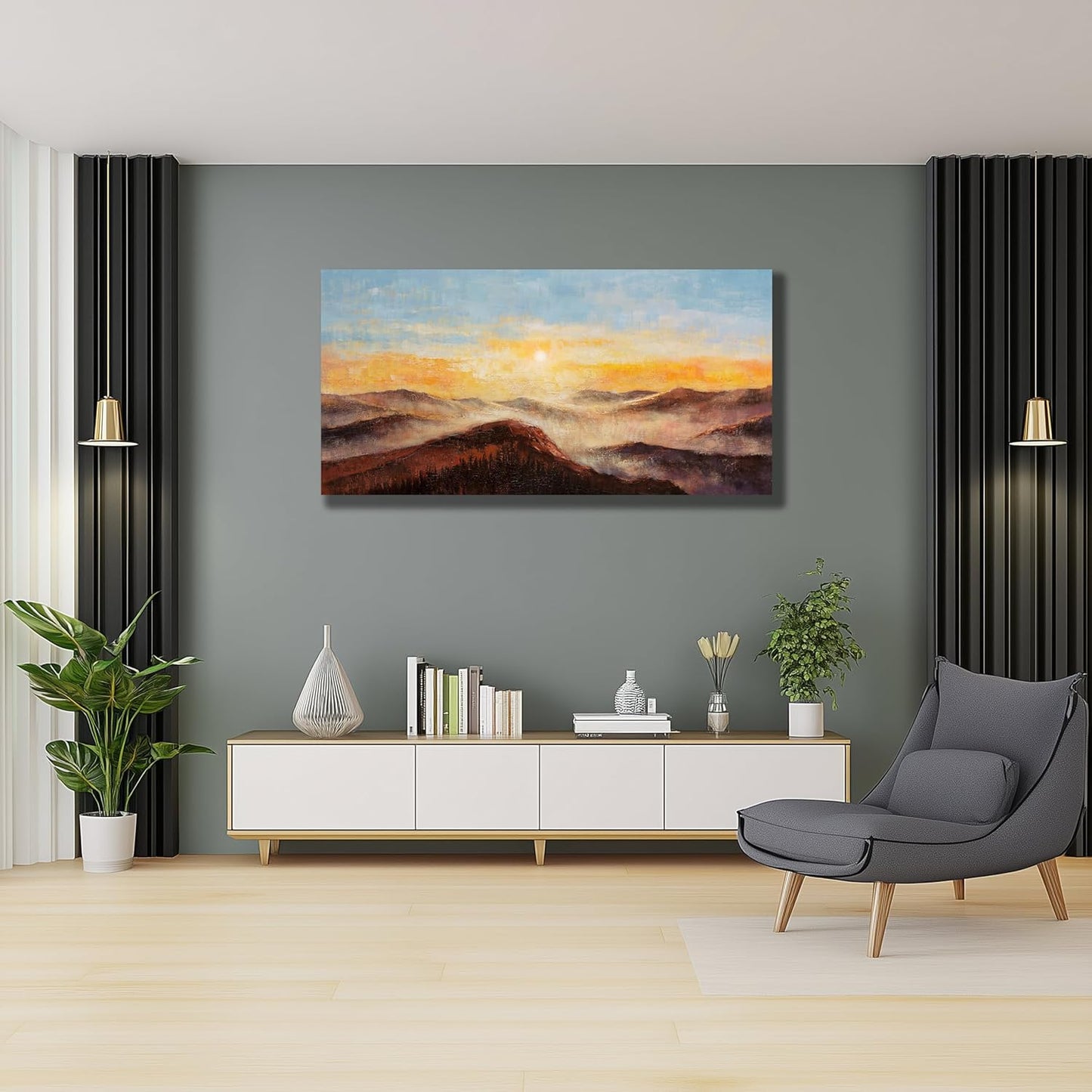 Belmrxne Mountain Wall Art Pink and Black Wall Decor Wall Prints Aesthetic Space Wall Art for Living Room Bedroom Dining Room Office Home Decor 20x40 inch