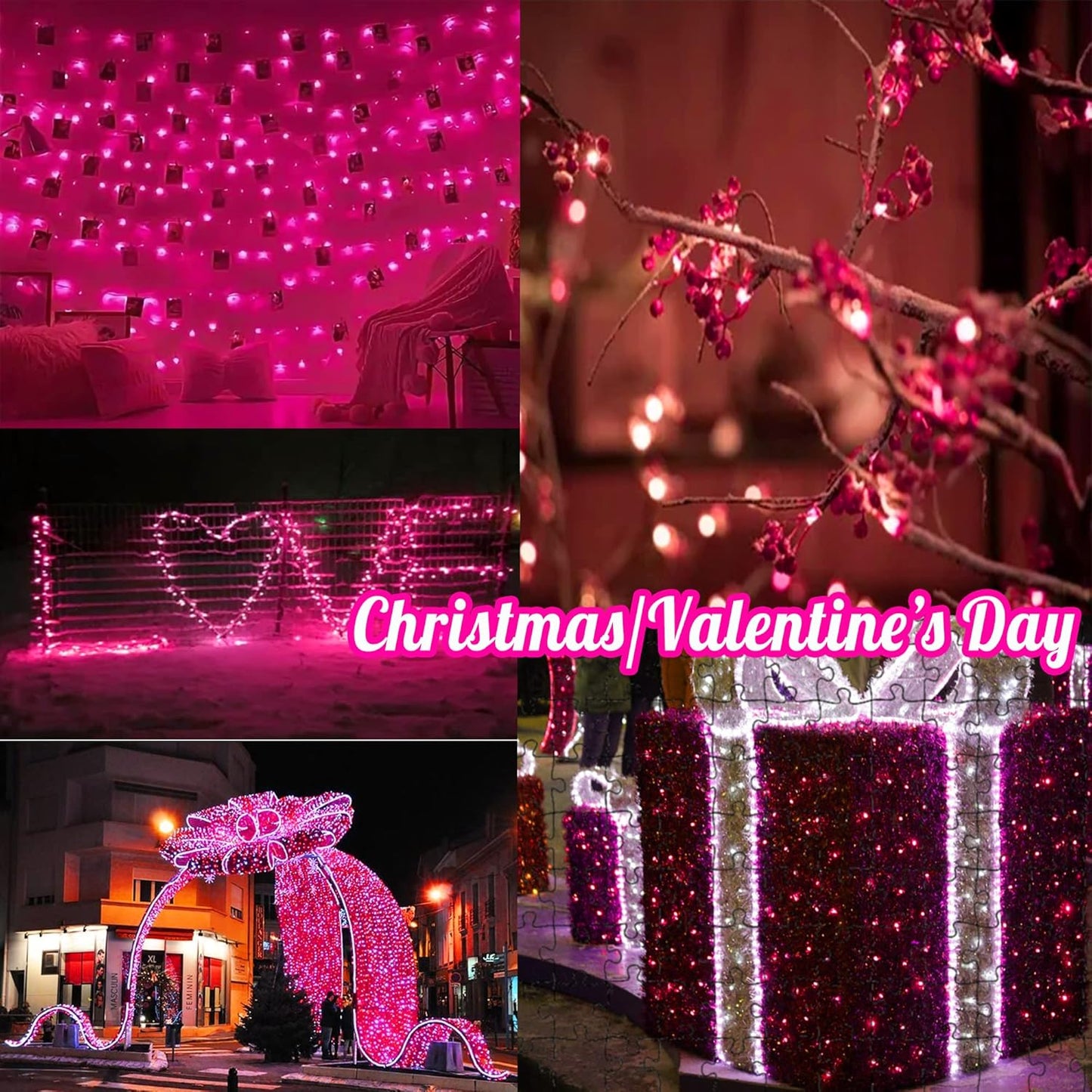 Hopolon Purple Halloween Mini String Lights,2PACk 50Count Incandescent Christmas Lights Green Wire,13FT Connectable Tree Lights for Indoor Outdoor Halloween,Valentines,Patio,Party,Home Decor,Purple