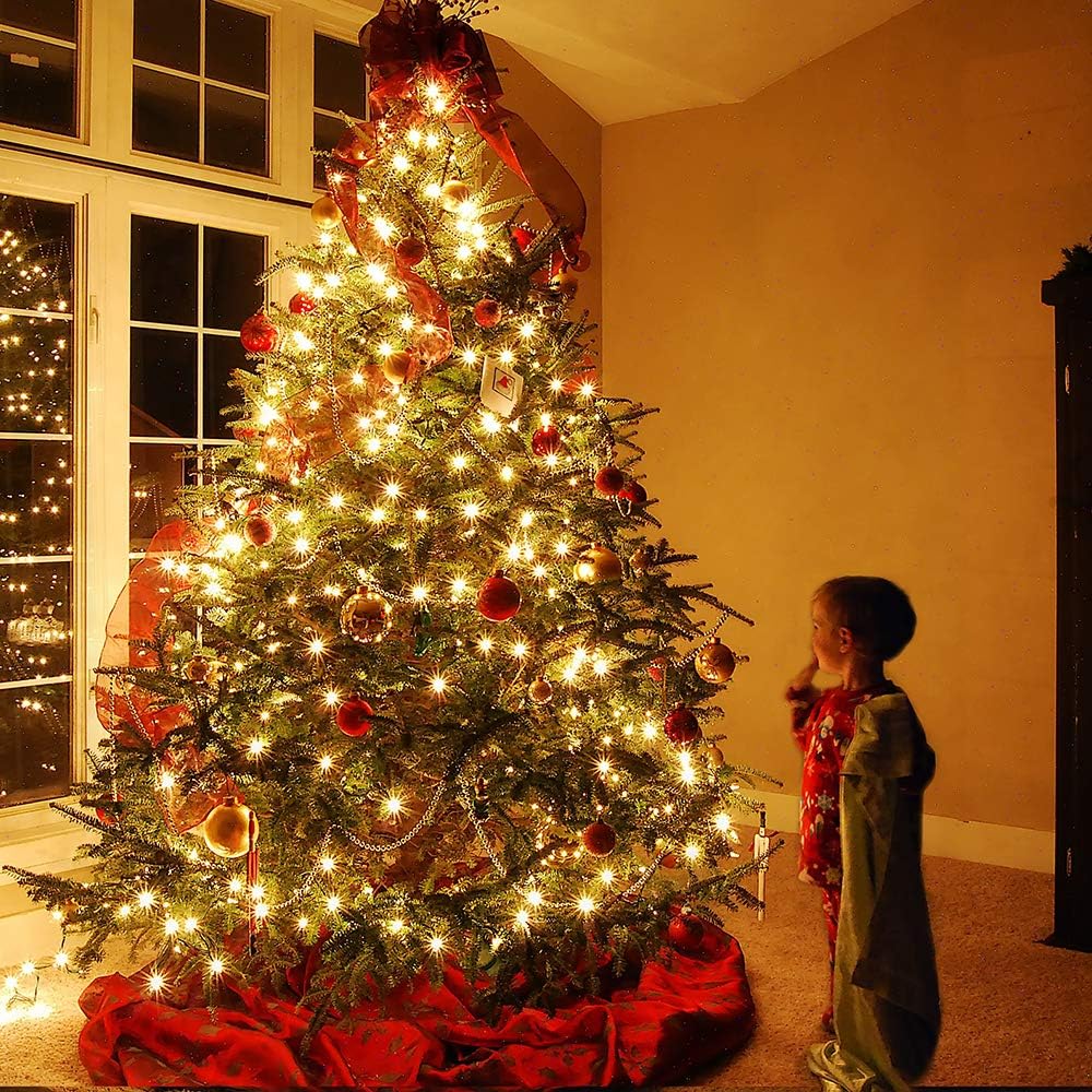 Brizled 4 Pack LED Christmas Lights, 100 LED 33ft Christmas String Lights, 120V UL Certified Connectable Xmas Tree Light Mini Xmas Light for Home Tree Patio Indoor and Outdoor Decorations, Warm White