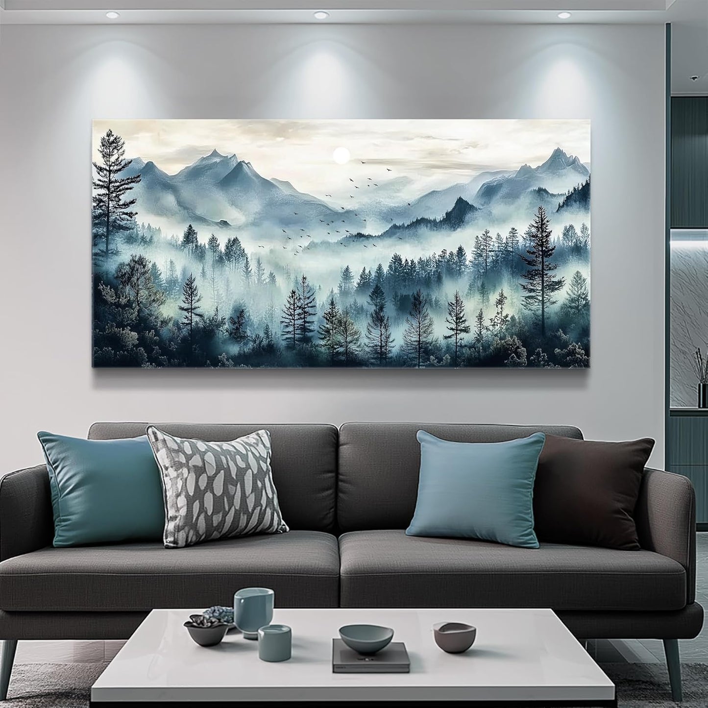 Canvas Wall Art for Living Room Large Wall Decor for Office Bedroom Decorations Foggy Forest Painting Artwork Room Wall Mural Aesthetic Home Decor 30x60 in