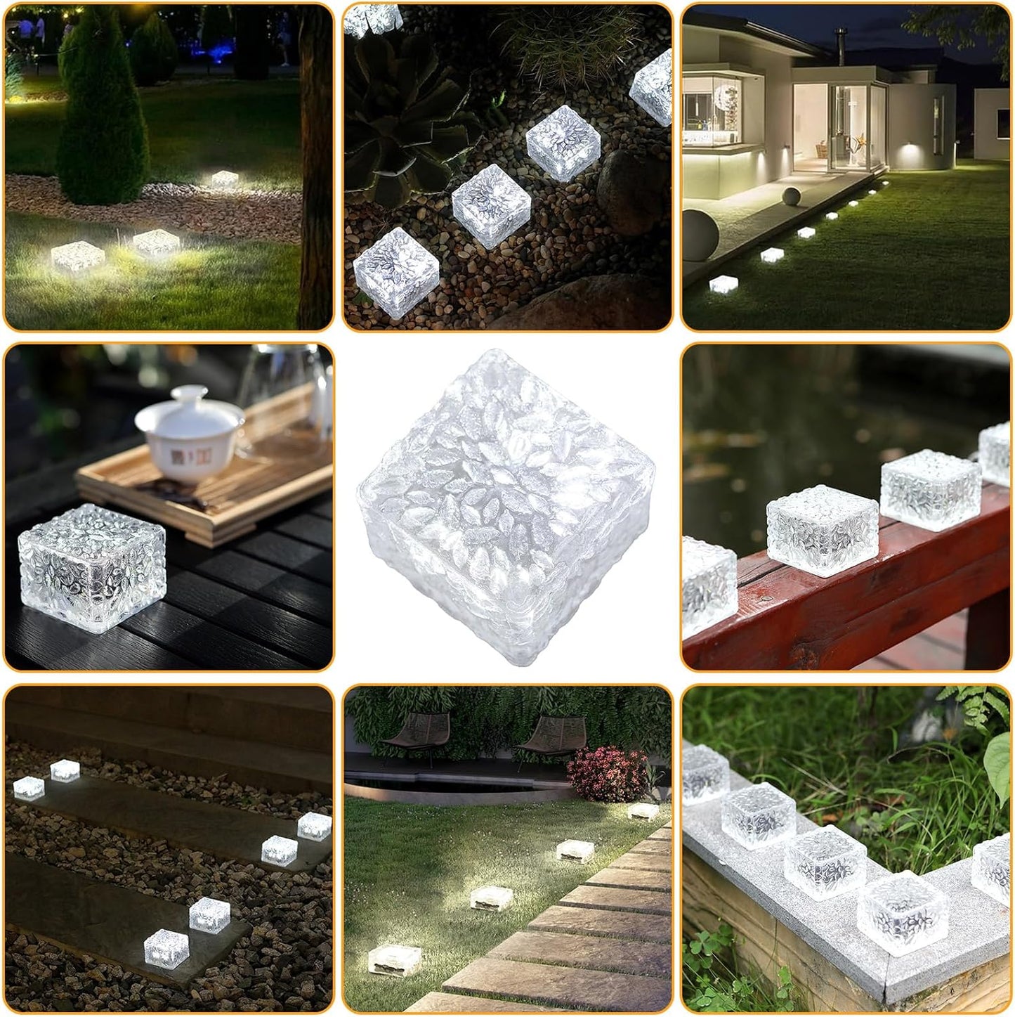 Solar Brick Lights - Outdoor Waterproof Patio & Garden Decor (6 Packs for Patio, Yard, Walkway, Pathway)
