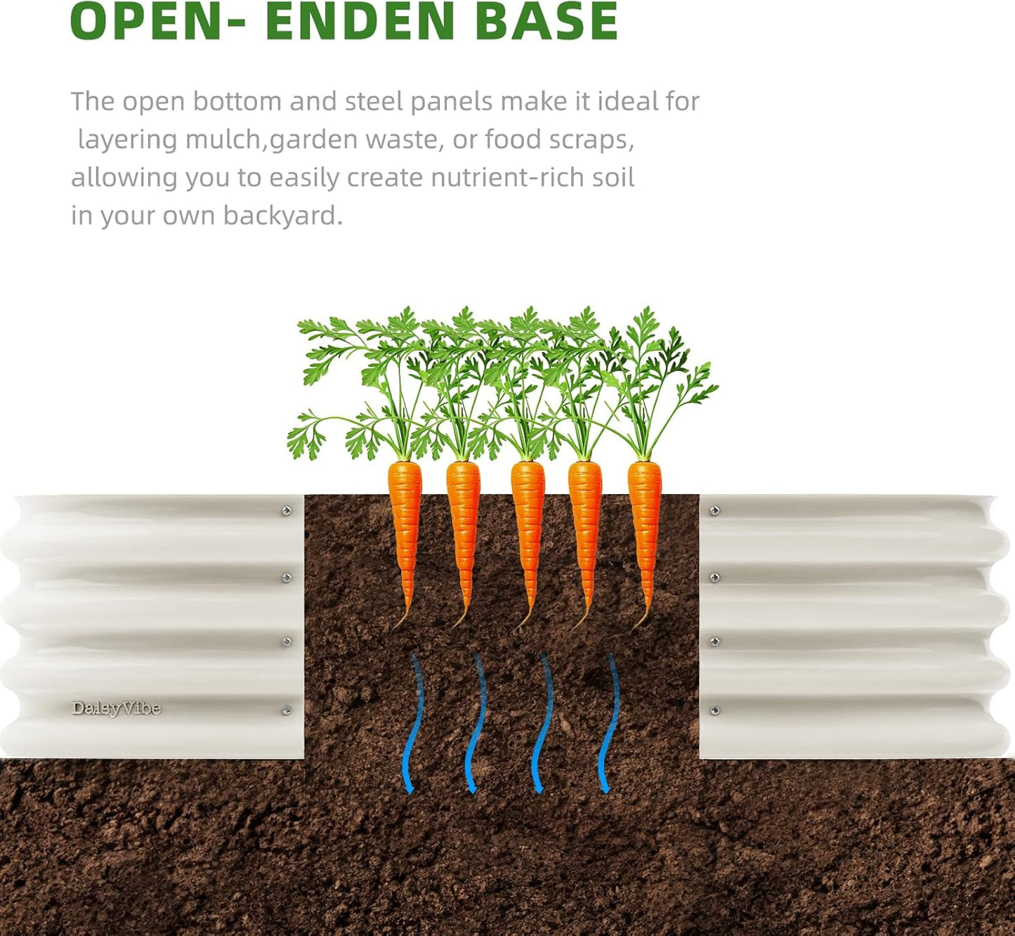 DaisyVibe Raised Garden Bed Kit, Planter Raised Garden Boxes Outdoor, Oval Large Metal Raised Garden Beds for Vegetables Flowers (White, 6.5ftx2ftx1ft)