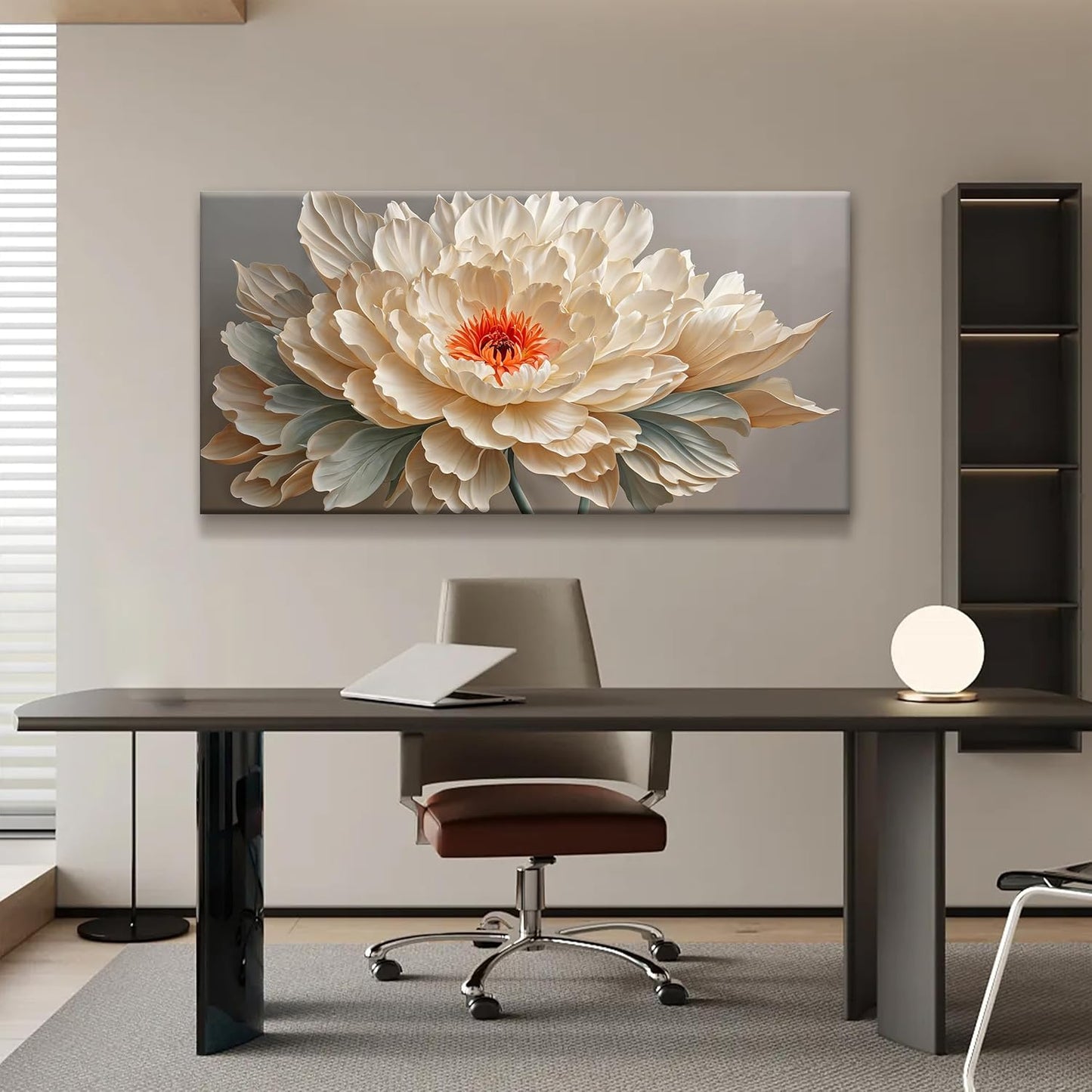 QSQ Canvas Art Wall Decor Yellow Floral Wall Art For Living Room Modern Canvas Decor White Flower Wall Art Prints Pictures For Bedroom Hotel Home Decoration 24 X 48 Inch