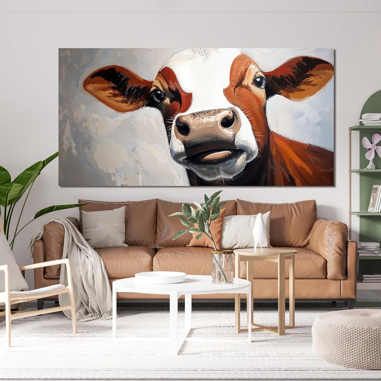 Canvas Wall Art Decor Canvas Large Abstract Living Room Decor Wall Highland Cow Black And White Wall Art Modern Abstract Wall Art Canvas Print Work For Home Kitchen Office Wall Decor 24" X 48"