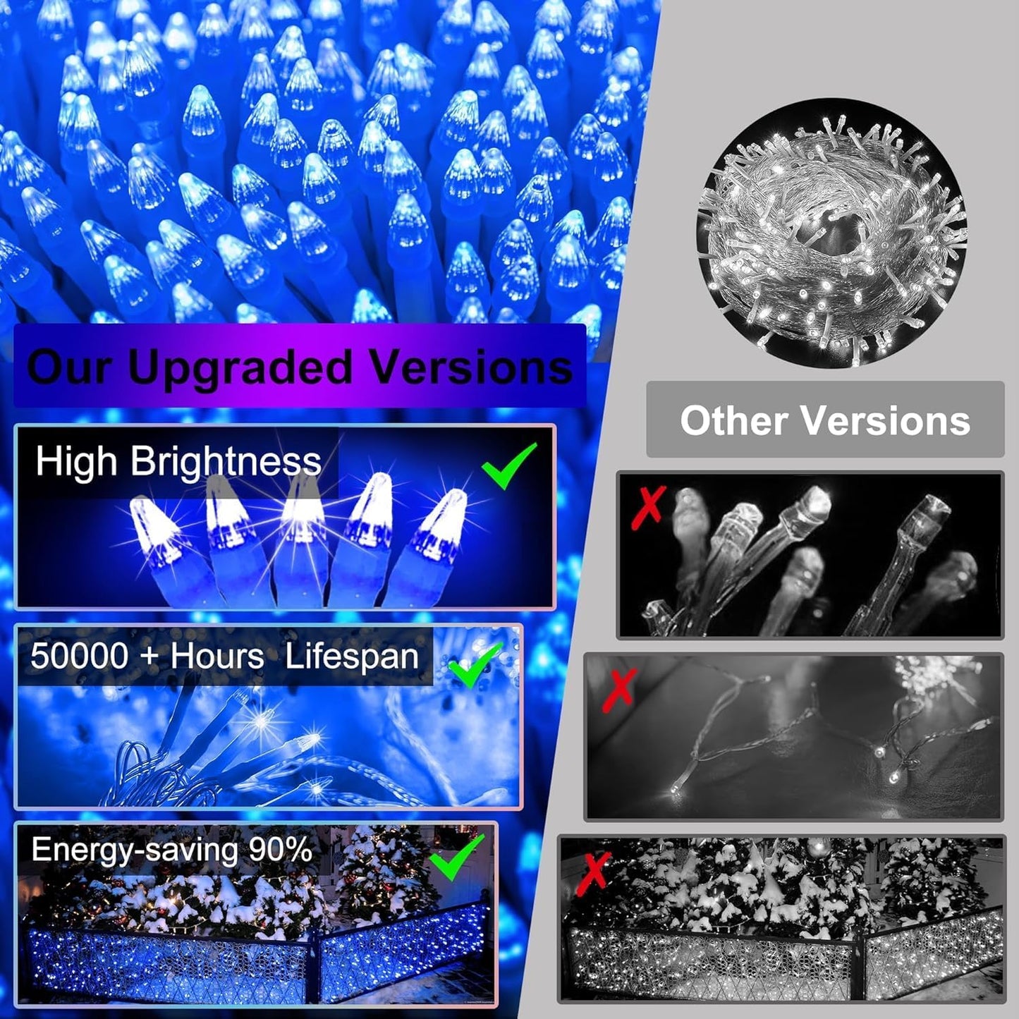 612 LED 60FT Icicle Christmas Lights - 136 Drops Waterproof 12 Modes Memory Timer, Outdoor Hanging Roof Lights for Eaves Gutter Xmas Tree Holiday Decorations Blue