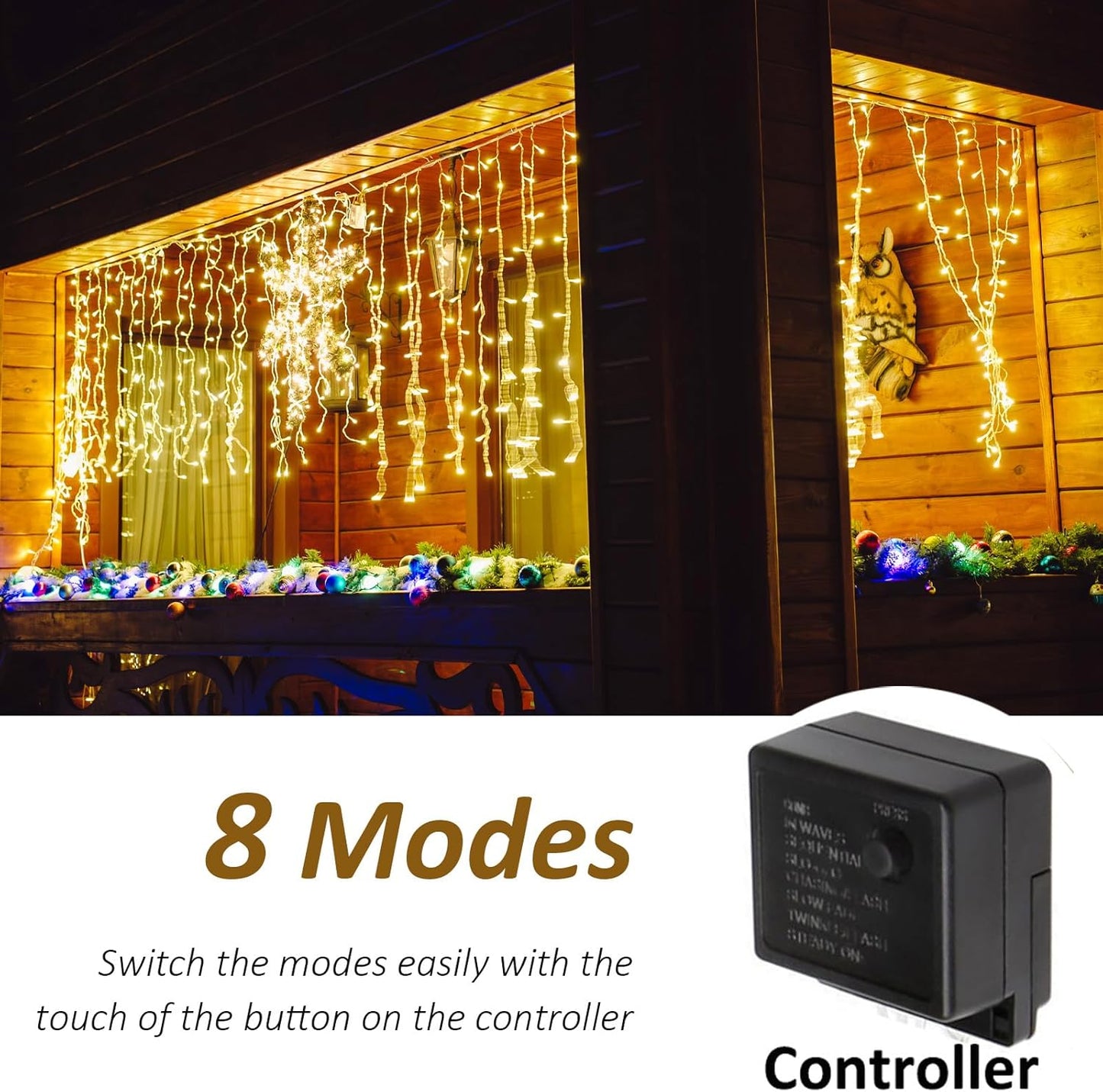 Solhice LED Curtain Lights Outside 40ft x 3ft for Backyard, 600 LED Plug in Hanging Fence String Lights Outdoor Waterproof for Backdrop Backyard Patio Deck Décor, Warm White (Not Connectable)