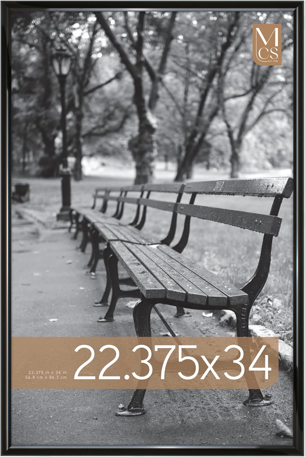 MCS Trendsetter 22.75x34 Poster Frame Black High-Gloss, Vertical & Horizontal Wall Hanging Large Picture Frame for Photos, Posters & Art Prints (1-Pack)