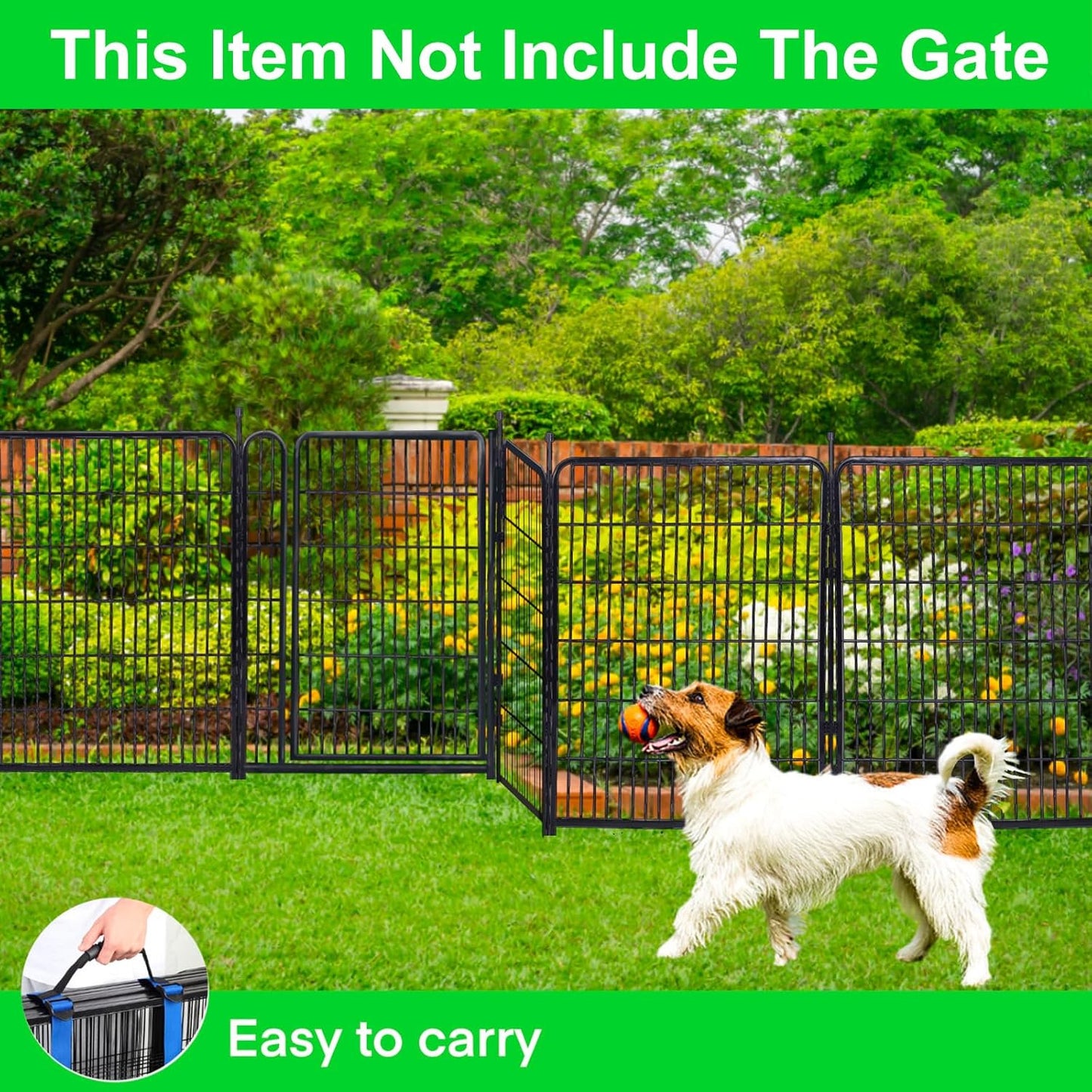 Tall Garden Fence Without Gate, 54 in(H) Dog Fences for The Yard, 8 Panels Total 17.7 Ft(L) Outdoor Dogs Fence, Modular Fencing,Dogs Fences Outdoor for Yard. Garden Fencing