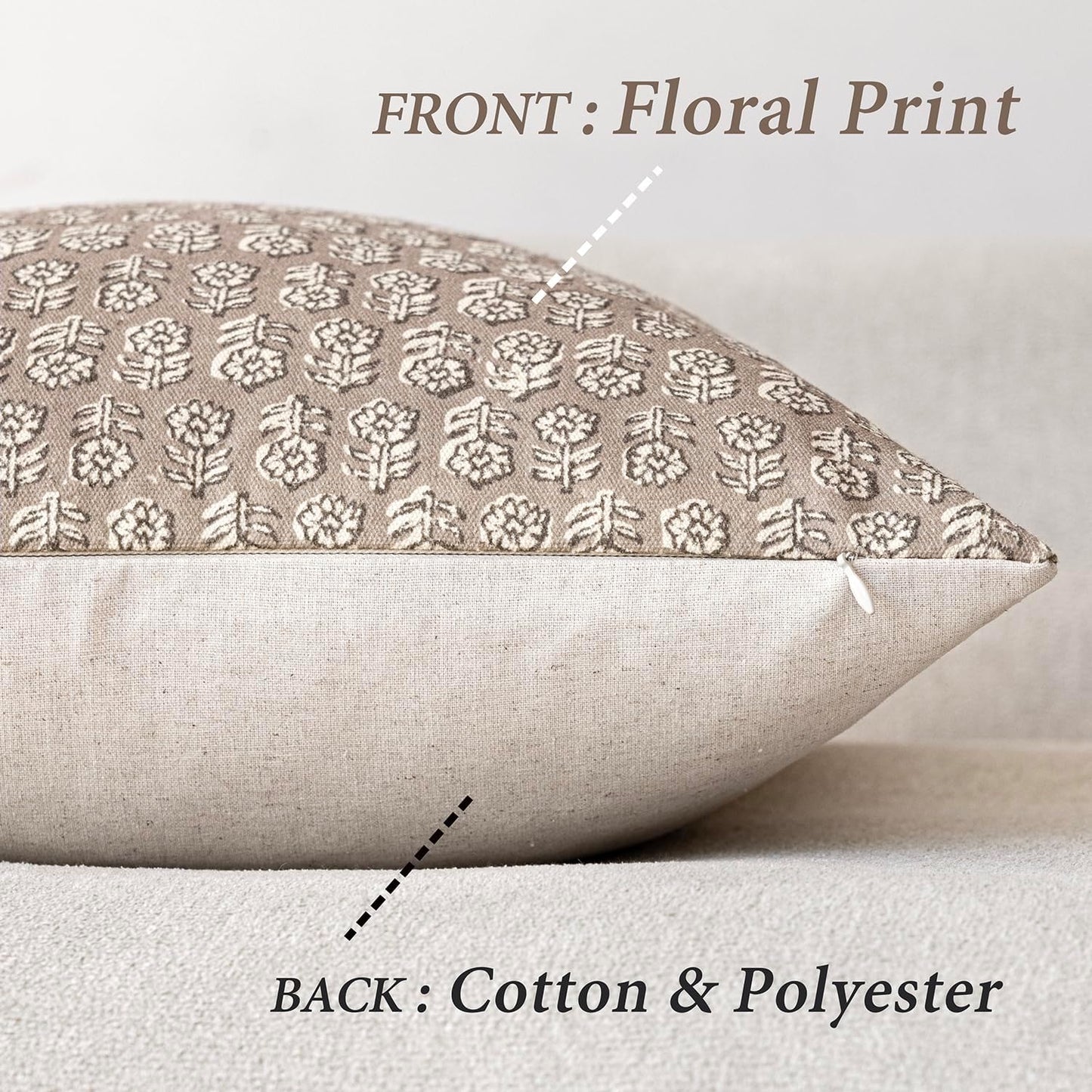 Foindtower Set of 2 Decorative Floral Body Lumbar Throw Pillow Covers Neutral Modern Farmhouse Cushion Covers Vintage Home Decor for Sofa Couch Chair Bedroom Living Room Outdoor,14×36 Inch,Tan Taupe