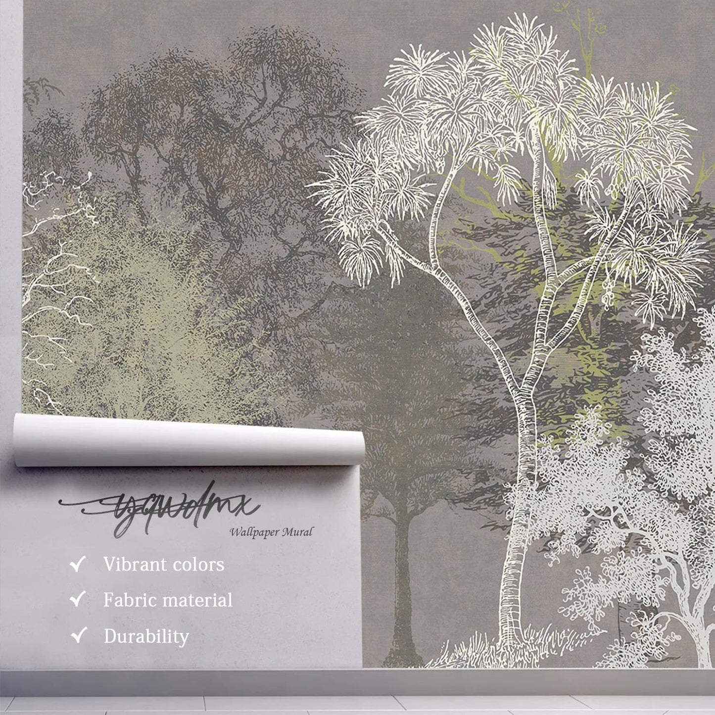 -Hand-Painted Wood Bedroom Wallpaper XT21 M 140" x 91"