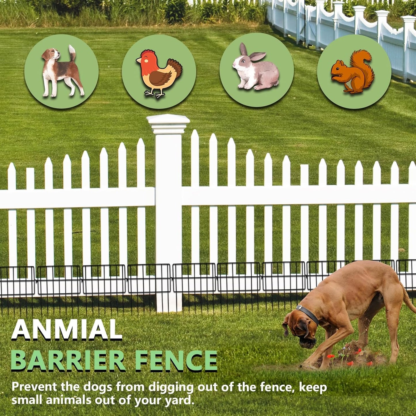 17in(H) x 10ft(L) Garden Fence Animal Barrier No Dig, 10 Panels Rustproof Small Metal Fencing, 1.5in Gap Fence Border, Outdoor Decorative Fence for Yard Dogs Rabbits