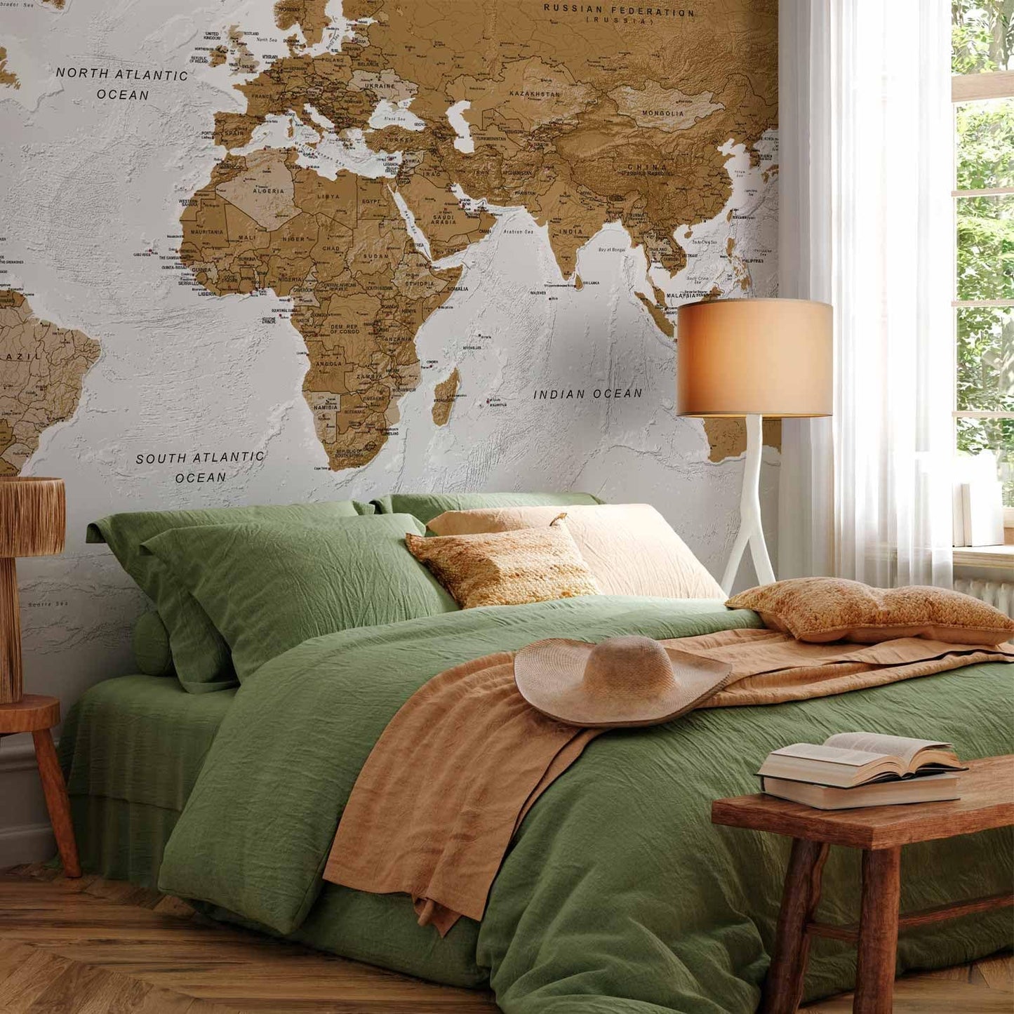 artgeist Premium Wall Mural World Map 197x110 in - Non-Woven Wallpaper Fleece Wall Decor Photo Print Picture Image Design k-A-0093-x-a