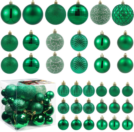 LANGXUN 36pcs Emerald Green Christmas Tree Decorations Balls, Bolas De Navidad, 2025 Christmas Decor, Indoor Outdoor Shatterproof Christmas Ornaments, Xmars Party Wedding Suppiles
