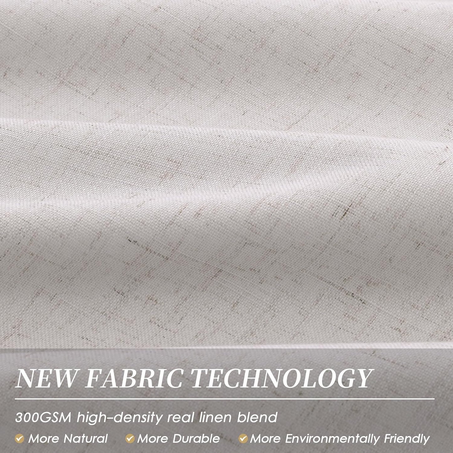 BOODII Room Darkening Curtains Champagne Black Out Curtains 96 Inches Long 2 Panel Set Back Tab Neutral Linen Curtain for Sliding Door Modern Farmhouse Living Room Blackout Drapes Soundproof 52x96