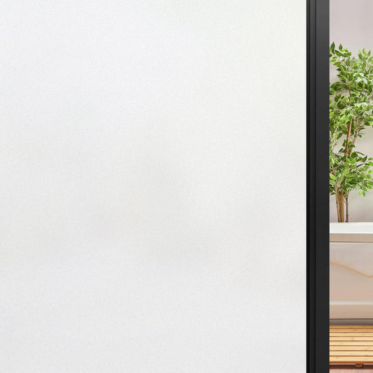 DOWELL Window Privacy Film, Frosted Glass Window Film, Static Cling Non-Adhesive Glass Clings, Sun Blocking Opaque Door Coverings, Reusable Door Sticker for Bathroom Home Office, White, 35.4" x 118"