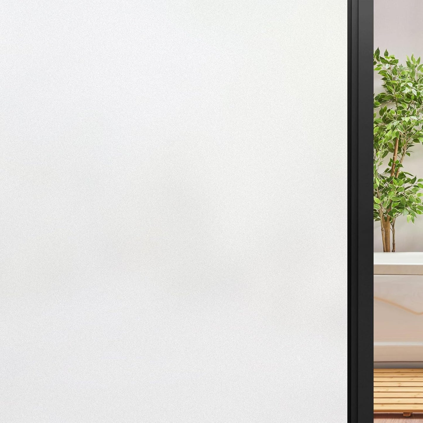 DOWELL Window Privacy Film, Frosted Glass Window Film, Static Cling Non-Adhesive Glass Clings, Sun Blocking Opaque Door Coverings, Reusable Door Sticker for Bathroom Home Office, White, 35.4" x 78.5"