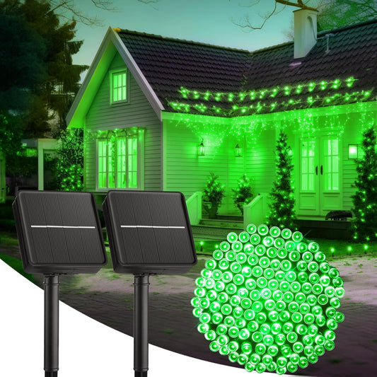 2-Pack 400LED 170FT Total Solar Outdoor Lights IP65 Waterproof Solar Powered Lights with 8 Lighting Modes for Party Garden Yard Home Holiday Tree Decoration Lighting,Green