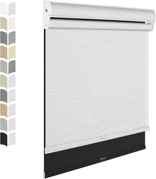 BERISSA Cordless Dual Roller Shades With Cassette Valance, Blackout and Light Filtering, Day and Night for Home Office Door - Linen Black and White, 67 W x 36" H