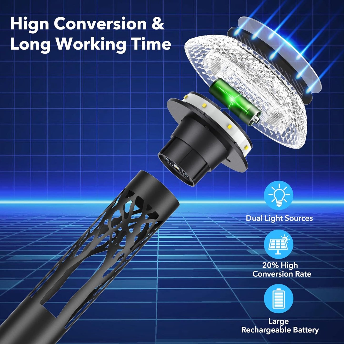 Large Solar Pathway Lights 6 Pack, 8 Modes Solar Lights Outdoor Landscape Lighting for Outside Path Walkway Driveway Sidewalk Patio Lawn Yard Garden Decor