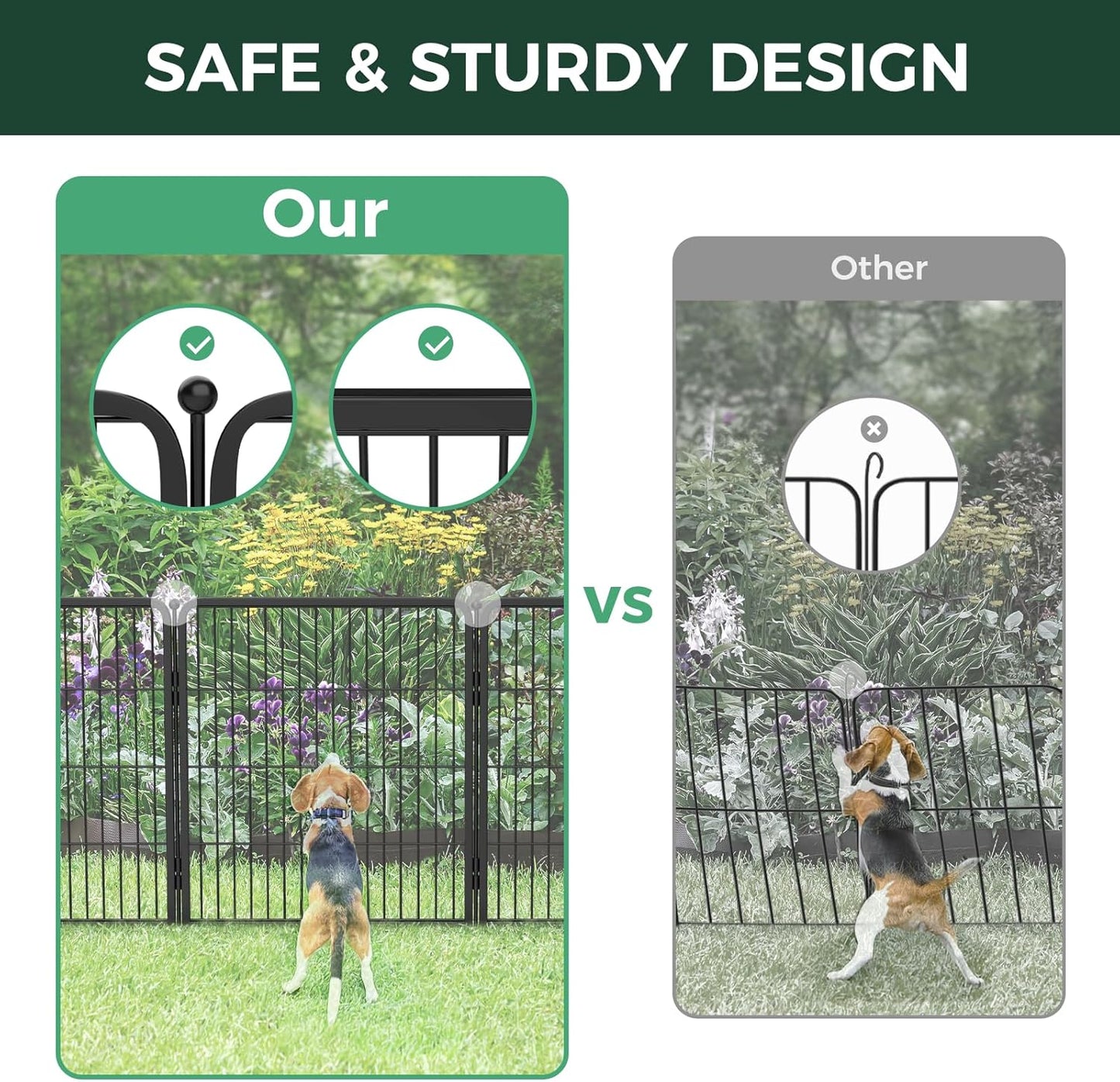 FXW Garden Fence Outdoor for The Yard – 32in(H) x 4.5ft(L) Heavy Duty Metal Animal Barrier for Dog and Rabbit, Decorative Dog Fence, 2 Panels, Black