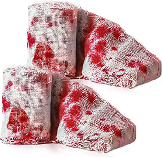 Wholelovein 2 PCS Halloween Creepy Cloth 800 Inch Bloody Scary Blood Gauze Bandages Decorations