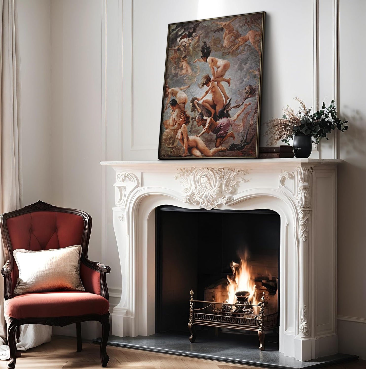 Poster Master Vintage Luis Ricardo Falero Poster - Retro Occult Print - Gift for Gothic, Horror Fan - Witches Going to their Sabbath, Pagan - Wall Decor for Bedroom, Dorm, 18x24 Unframed Wall Art