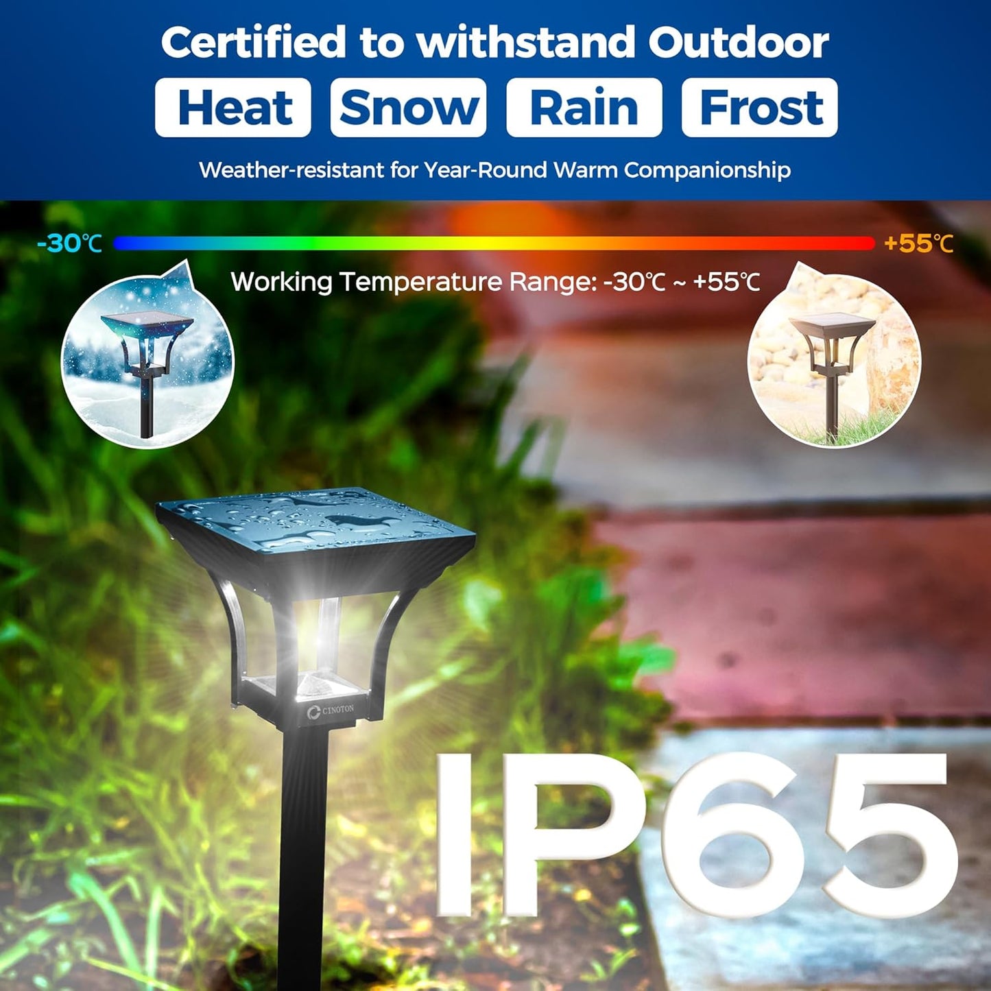 CINOTON 2-in-1 Solar Pathway Lights Outdoor with 4 Lighting Modes, IP65 Waterproof LED Solar Powered Wall Lights for Garden Yard Patio Lawn Porch Walkway Backyard Driveway, Warm & Cold White 4 Pack