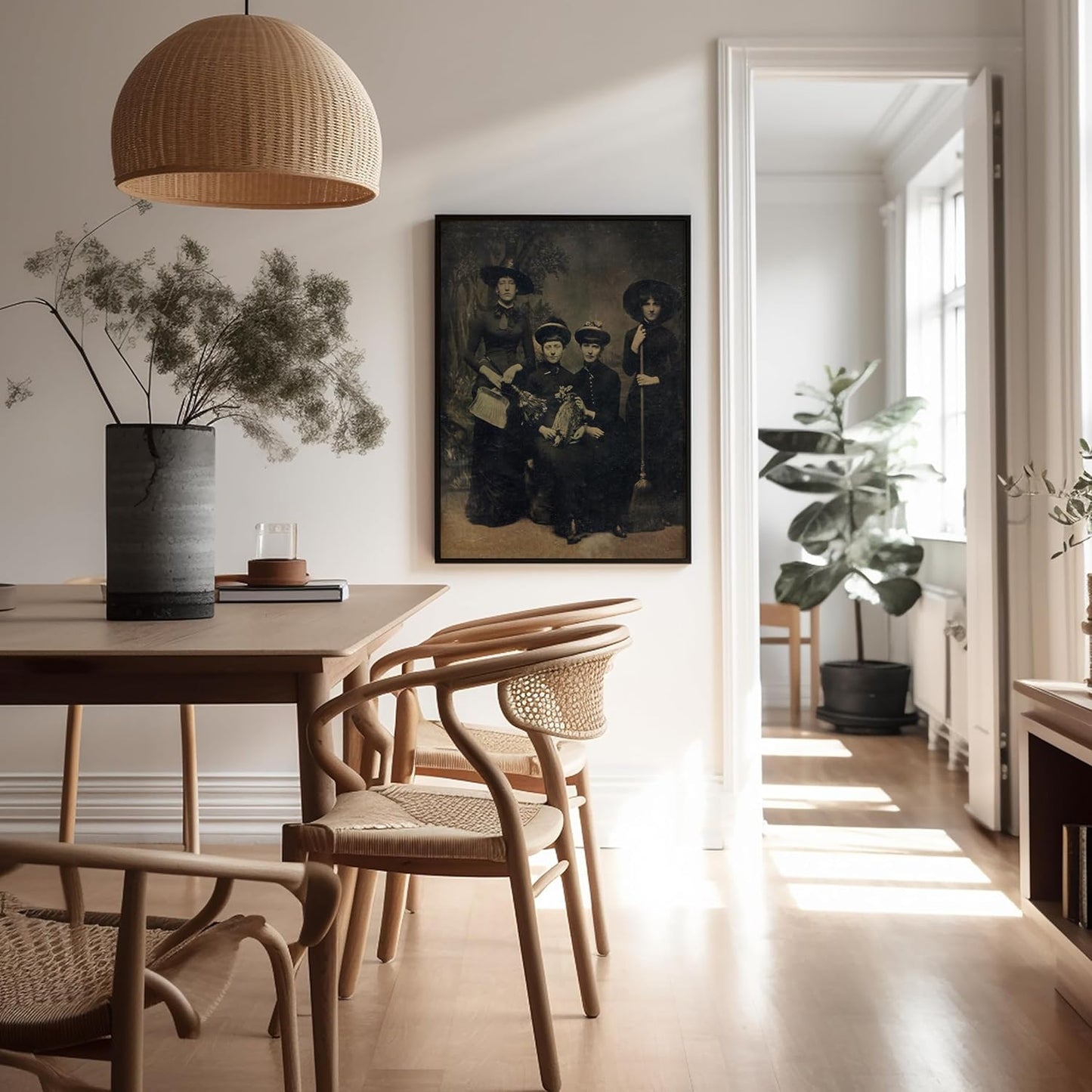 Poster Master Vintage Photograph Poster - Retro Halloween Print - Gift for Artist, Friend - Four Witches Wearing Robes, Sabbath, Coven, Sorcery - Wall Decor for Home, Office, 24x32 Unframed Wall Art