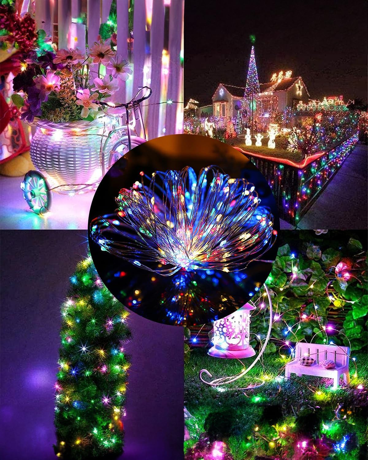 Twinkle Star 2 Pack Solar Christmas Lights Outdoor, Total 80 FT 240 LED Solar Powered Christmas Fairy Lights Waterproof with 8 Modes for Patio Garden Party Backyard Wedding Decorations Multicolor