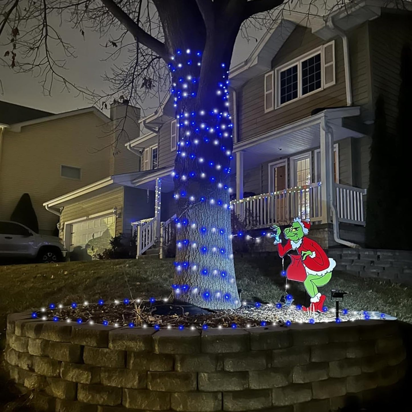 YEGUO Solar Rope Lights Outdoor Waterproof LED, 2 Pack Each 33ft 100 LED String Lights Outdoor, Clear PVC Tube White and Blue Solar Christmas Lights