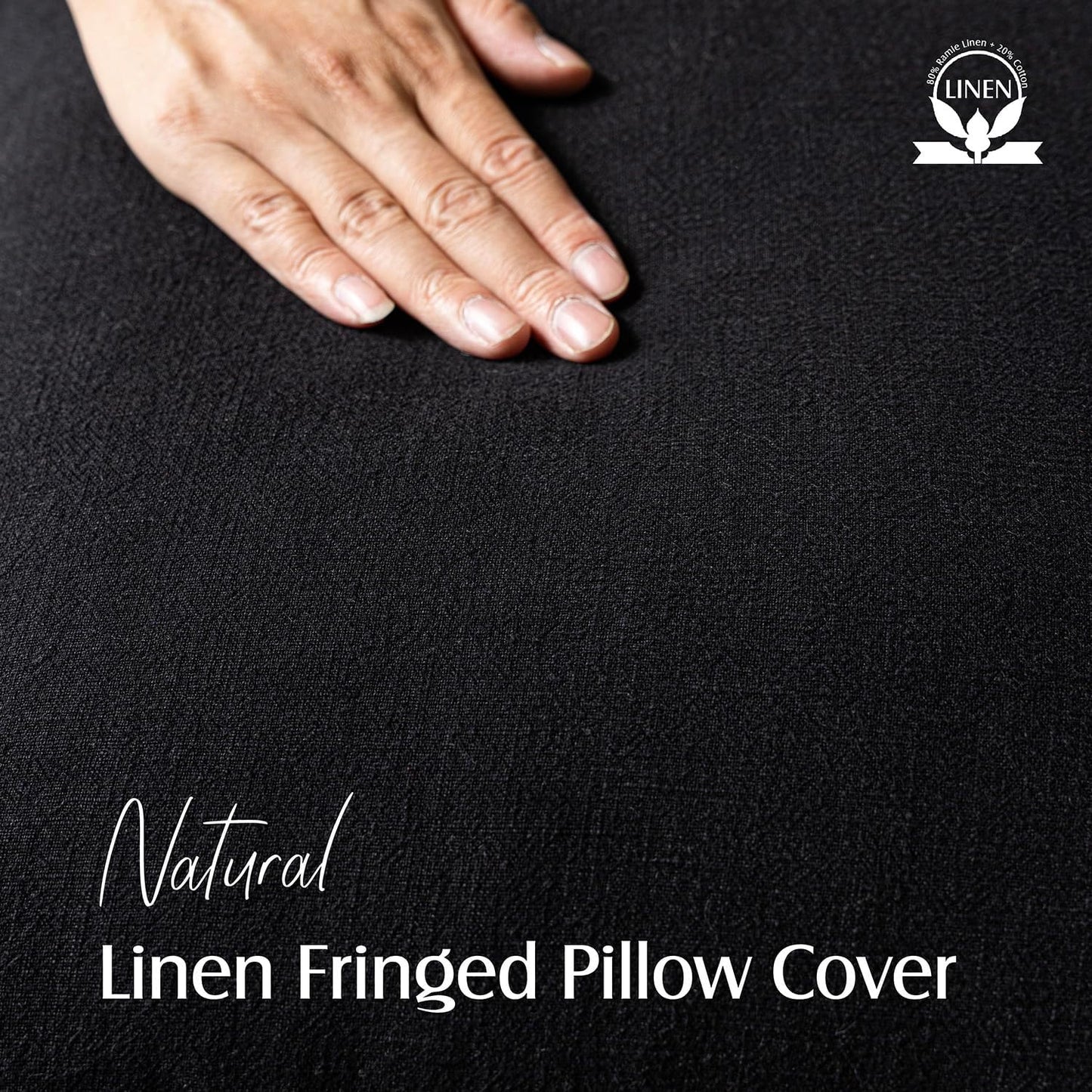 Foindtower Set of 2 Decorative Linen Fringe Throw Pillow Covers Boho Farmhouse Cushion Cover with Tassels Lumbar Accent Pillowcase for Bed Couch Sofa Living Room Home Bedroom Decor, 12×24 Inch, Black