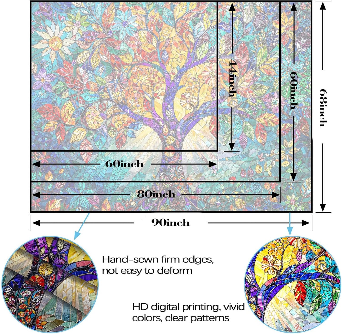 Lunerfex Tree of Life Tapestry Stained Glass Tapestry Wall Decor Tapestries for Bedroom Art Tapestries Wall Hanging for Bedroom Living Room Glass-Tree-02 70"x90"