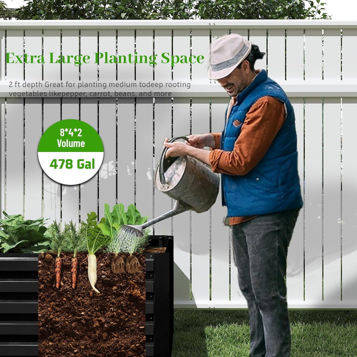 8x4x2 ft Outdoor Raised Garden Bed, Large Metal Planter Raised Beds, Planters for Outdoor Plants for Vegetables, Flowers, Herbs, Fruits, and Succulents.(4 Pcs)